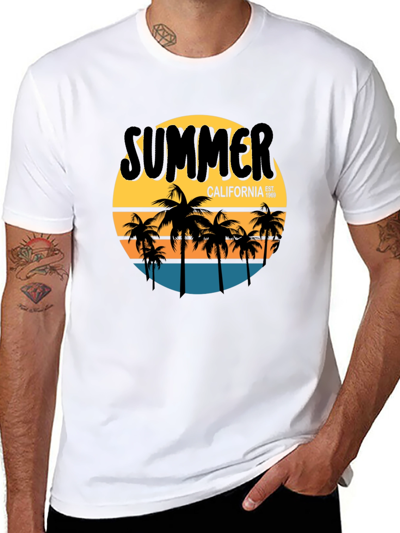 Summer California Graphic Tee - Palm Tree T-Shirt