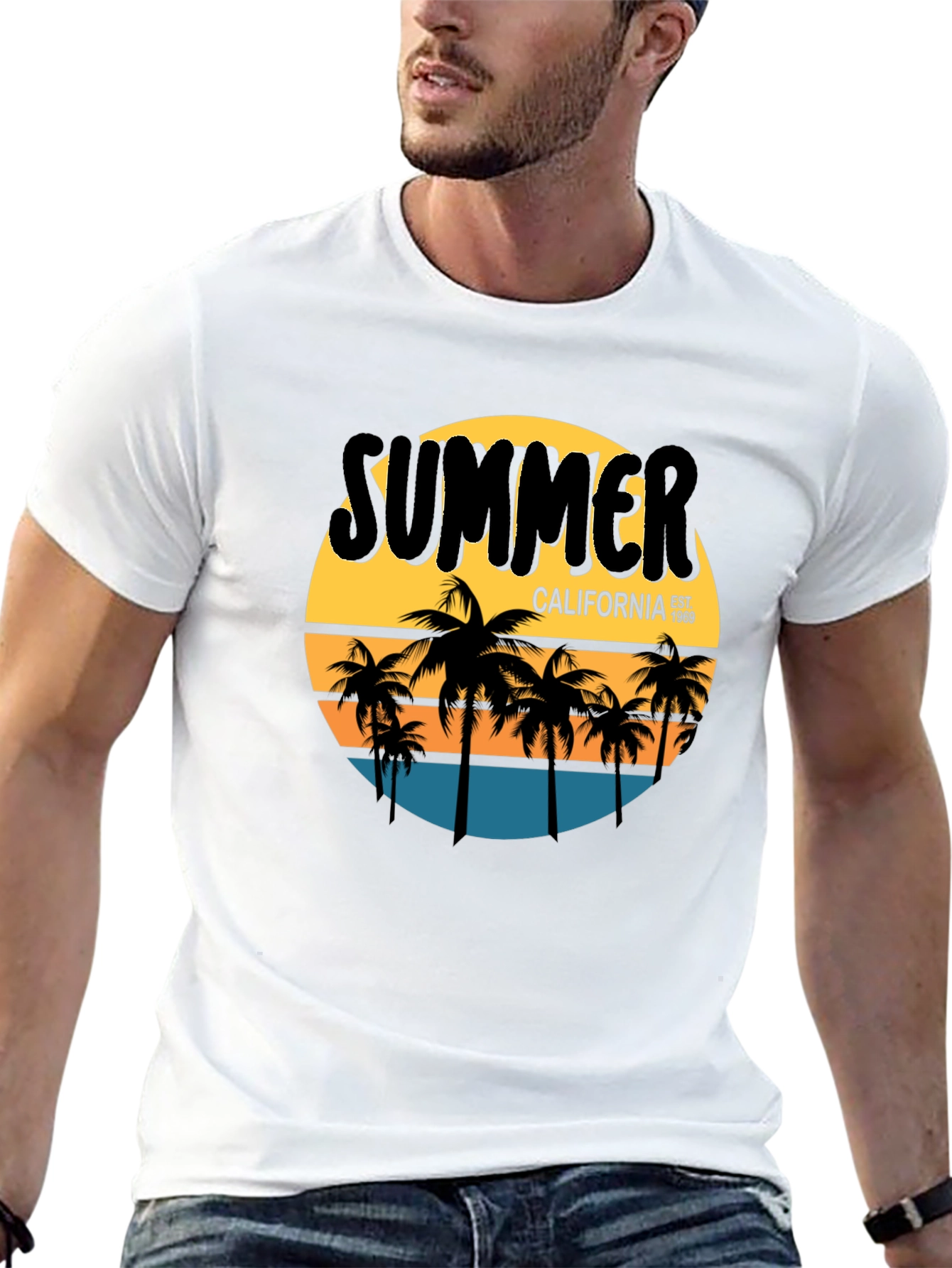 Summer California Graphic Tee - Palm Tree T-Shirt