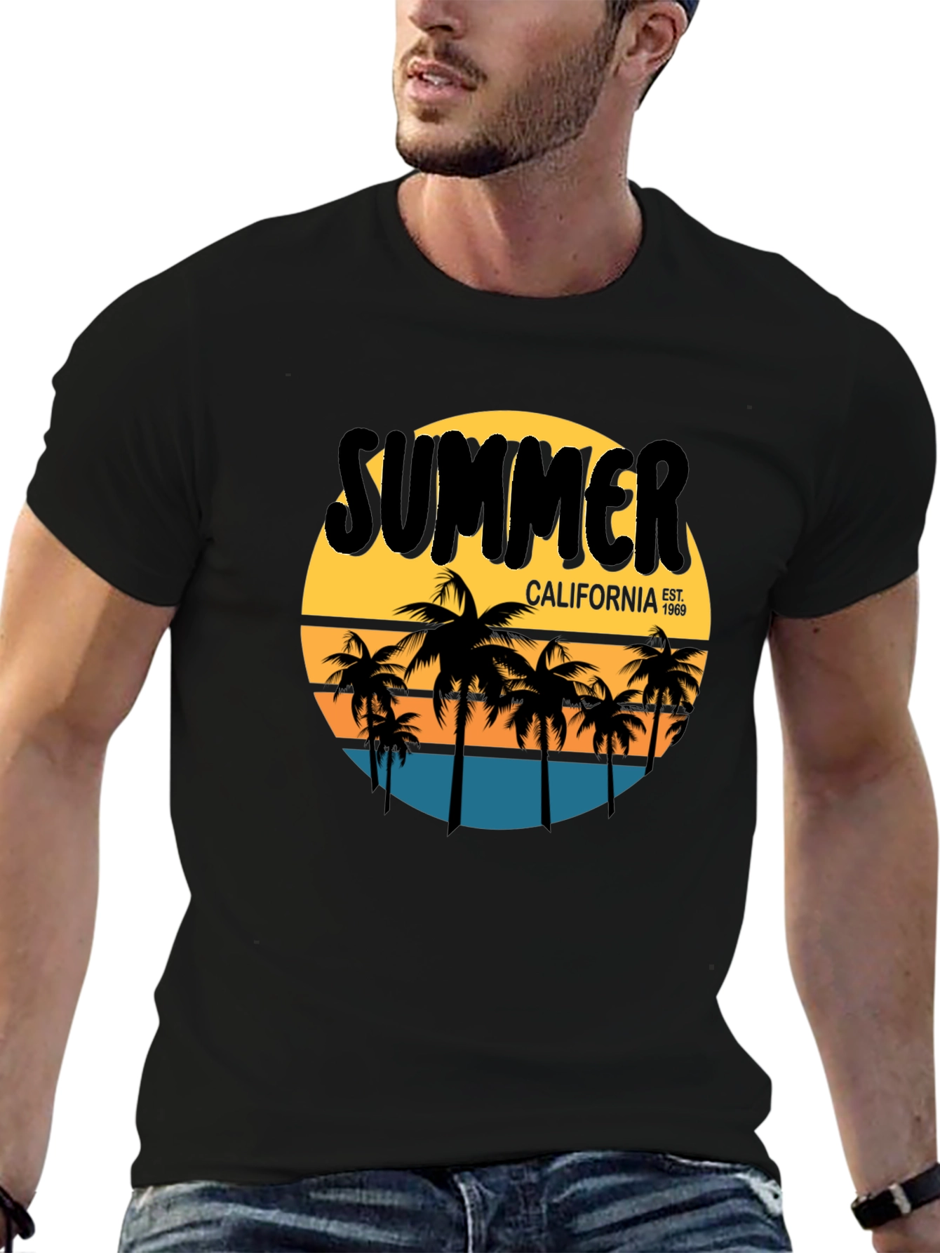 Summer California Graphic Tee - Palm Tree T-Shirt