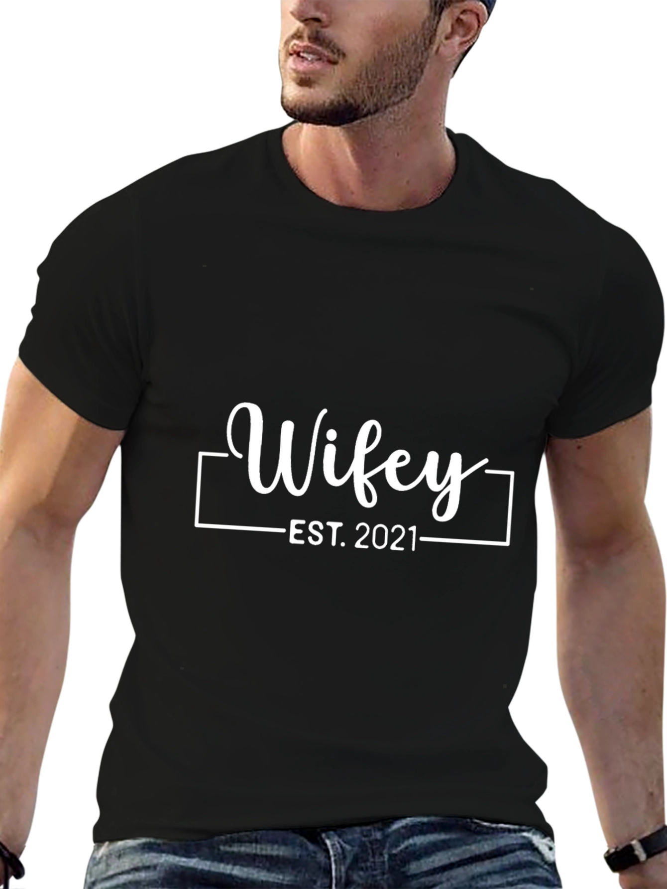 Wifey Est. 2021 Graphic T-Shirt - Black