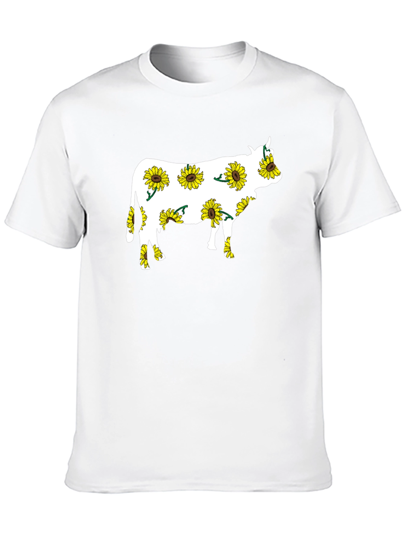 Sunflower Cow Graphic Tee - Black Cotton T-Shirt