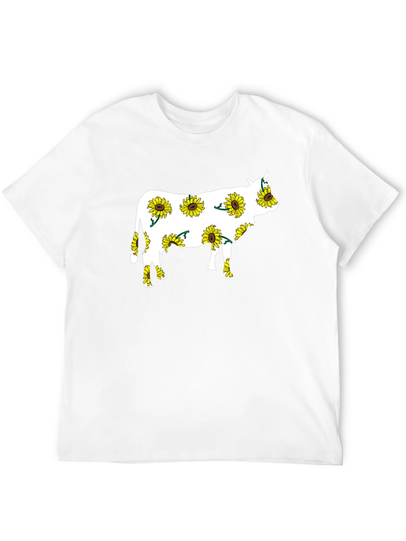 Sunflower Cow Graphic Tee - Black Cotton T-Shirt