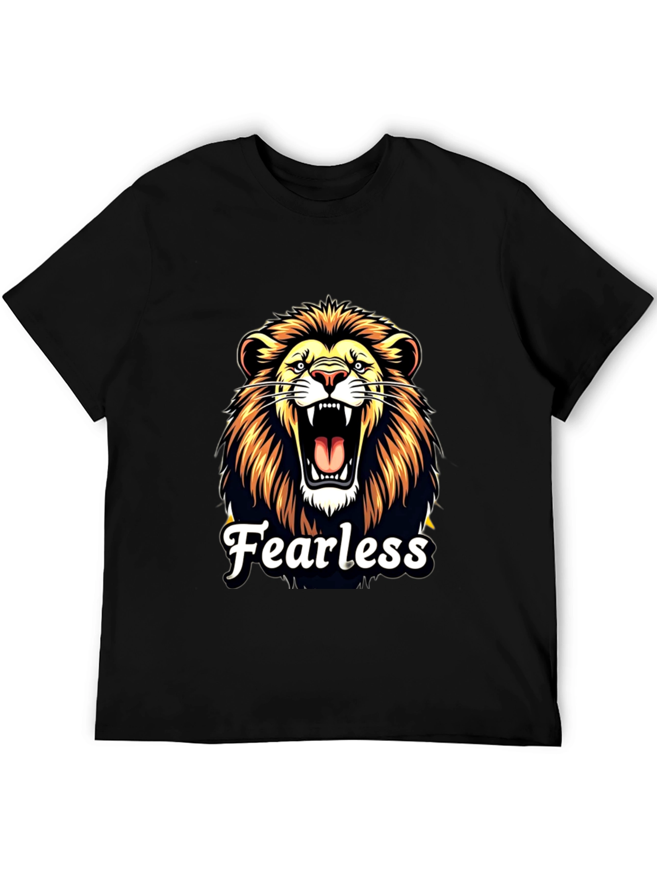 Fearless Lion Graphic Black T-Shirt