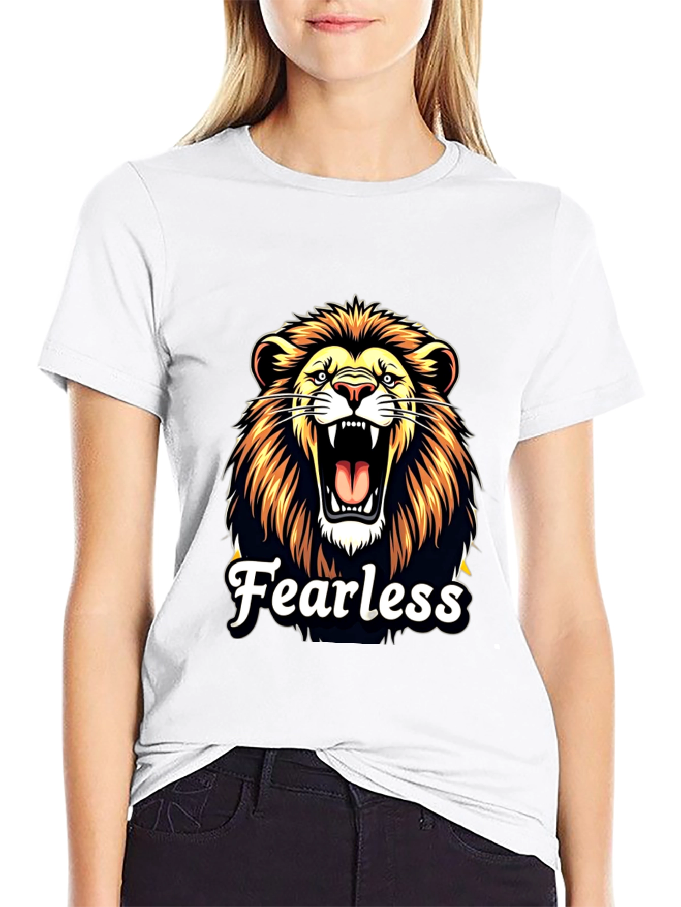 Fearless Lion Graphic Black T-Shirt