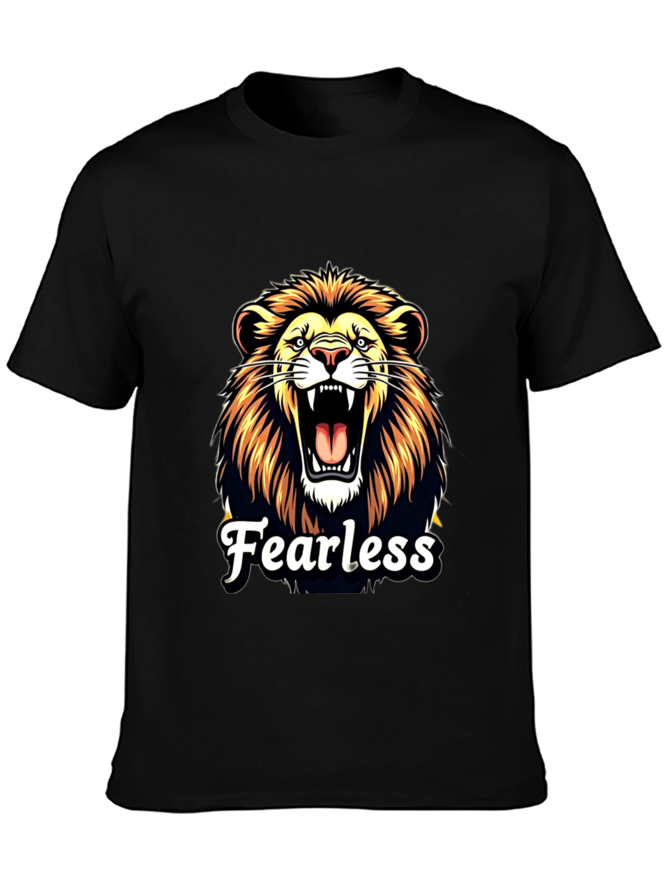 Fearless Lion Graphic Black T-Shirt