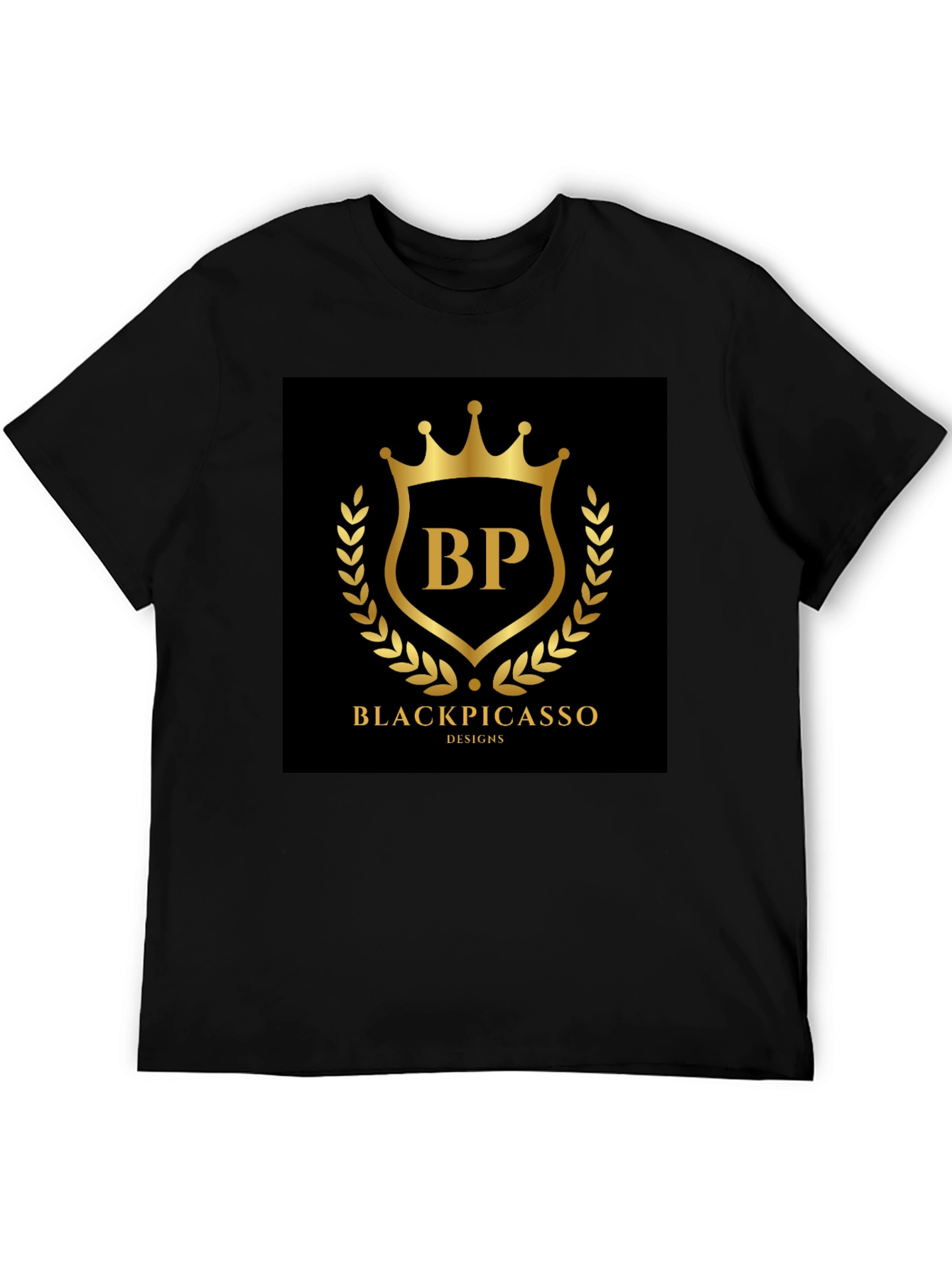 Black Picasso Design T-Shirt - Gold Logo