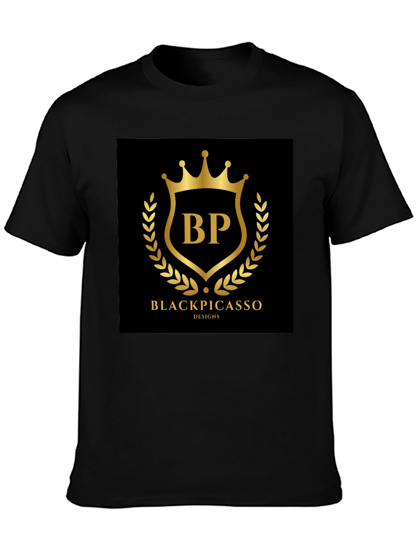 Black Picasso Design T-Shirt - Gold Logo