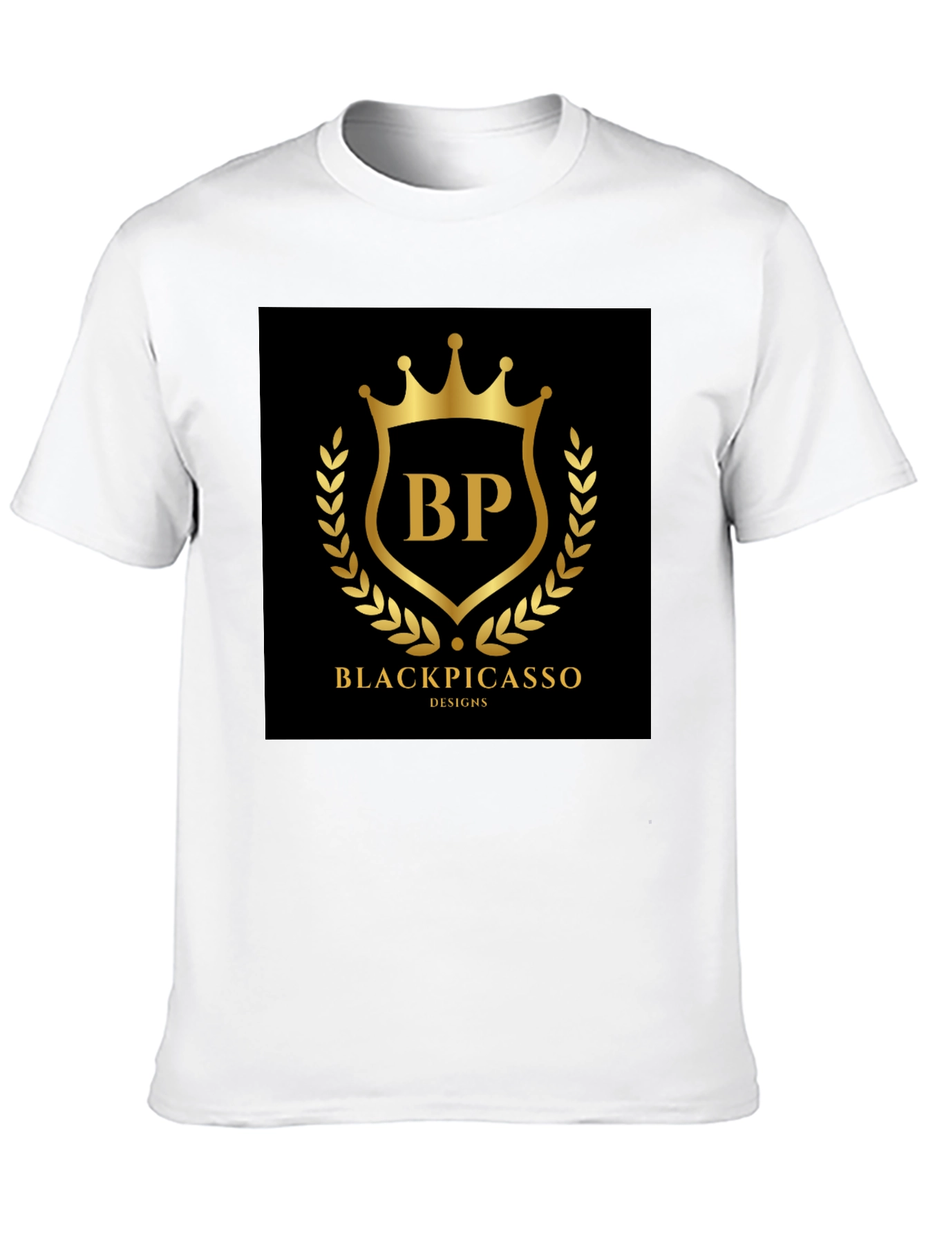Black Picasso Design T-Shirt - Gold Logo