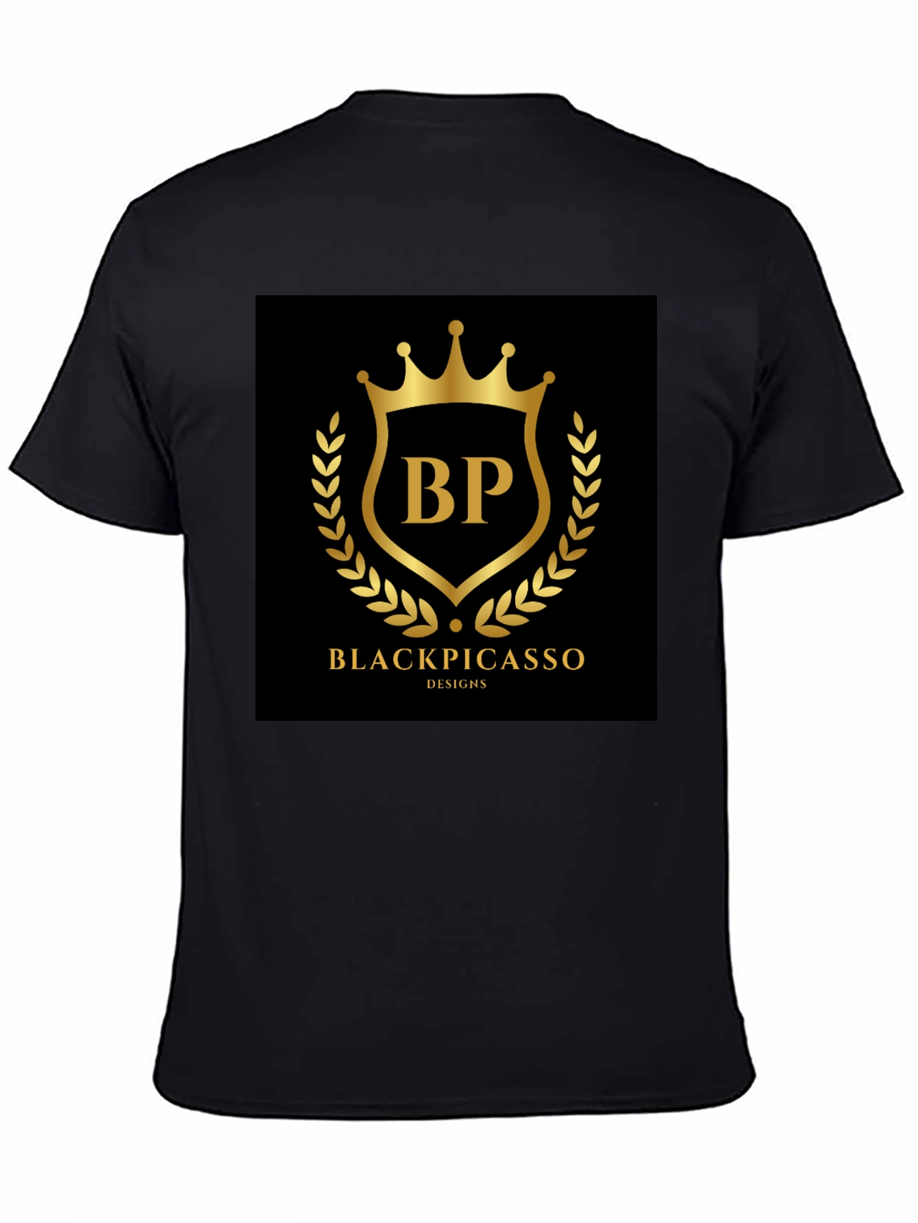 Black Picasso Design T-Shirt - Gold Logo