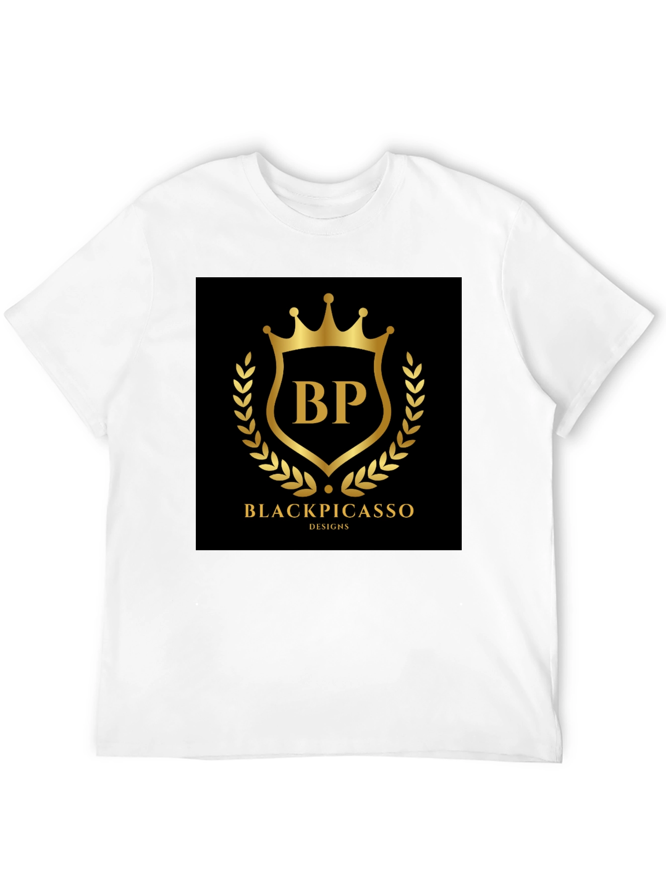 Black Picasso Design T-Shirt - Gold Logo