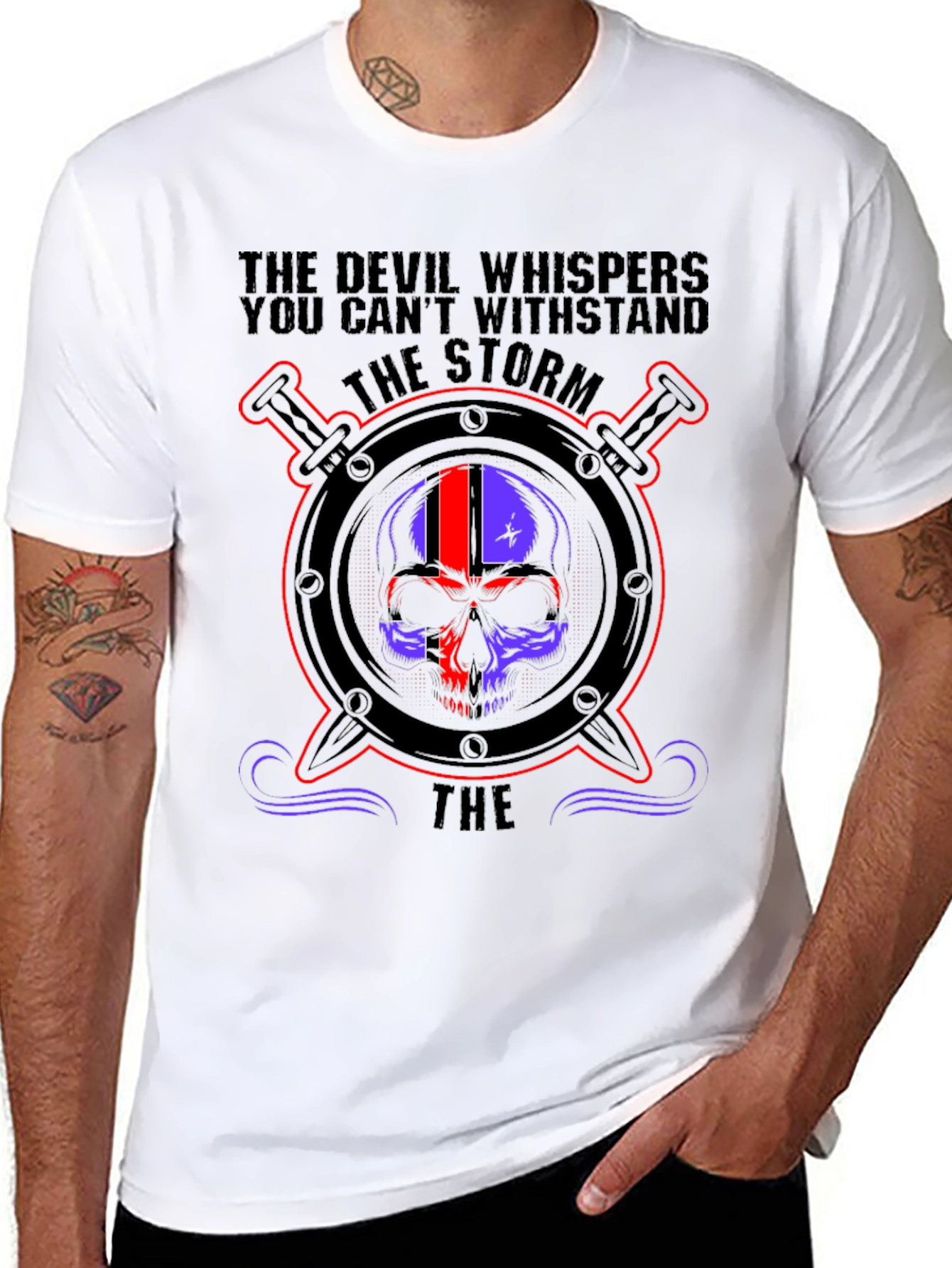 Devil Whispers Storm Skull Graphic Tee
