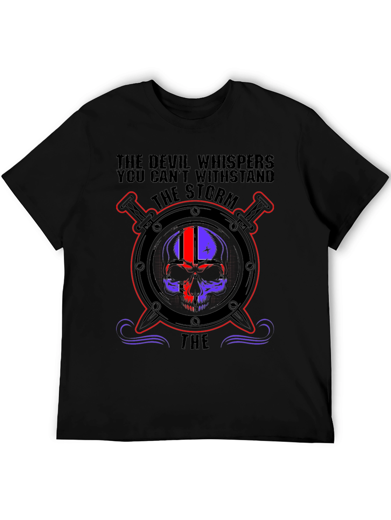 Devil Whispers Storm Skull Graphic Tee
