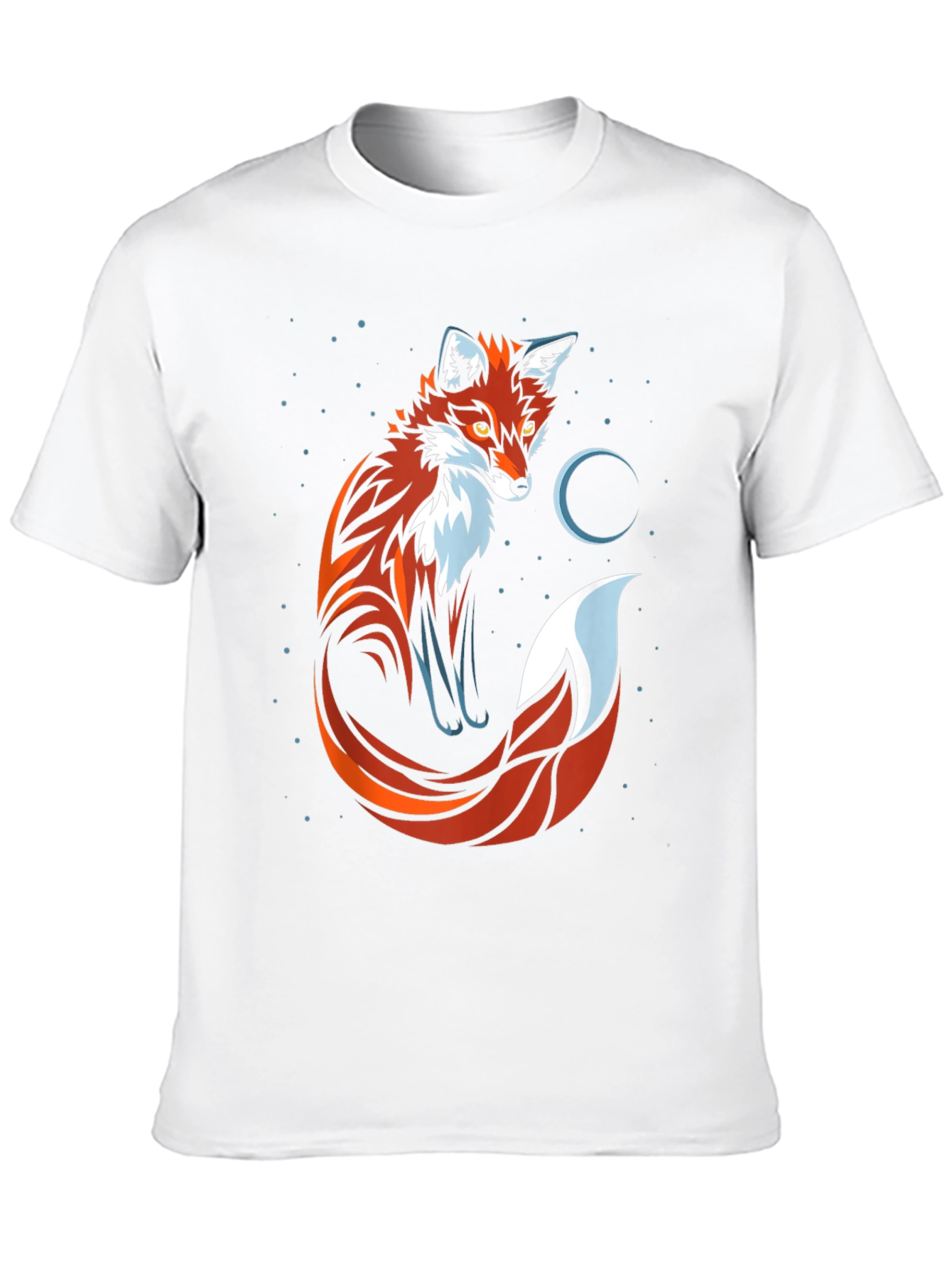 Fox and Moon Graphic Tee - Black Cotton T-Shirt