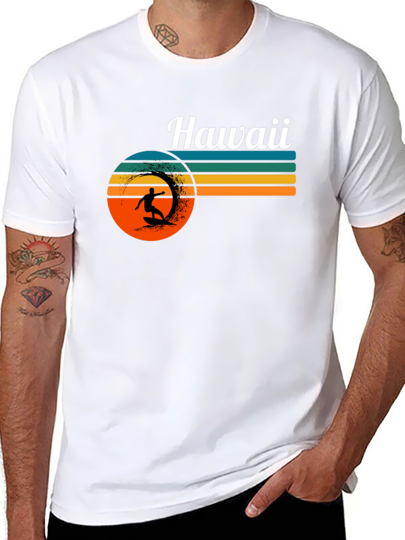 Hawaii Surfer Graphic Tee - Retro Sunset T-Shirt