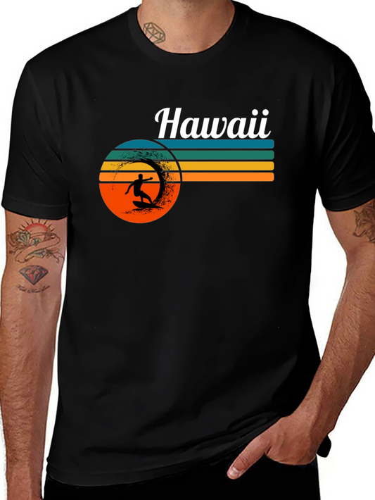 Hawaii Surfer Graphic Tee - Retro Sunset T-Shirt