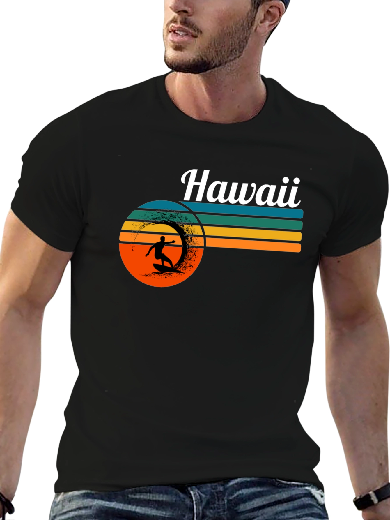Hawaii Surfer Graphic Tee - Retro Sunset T-Shirt