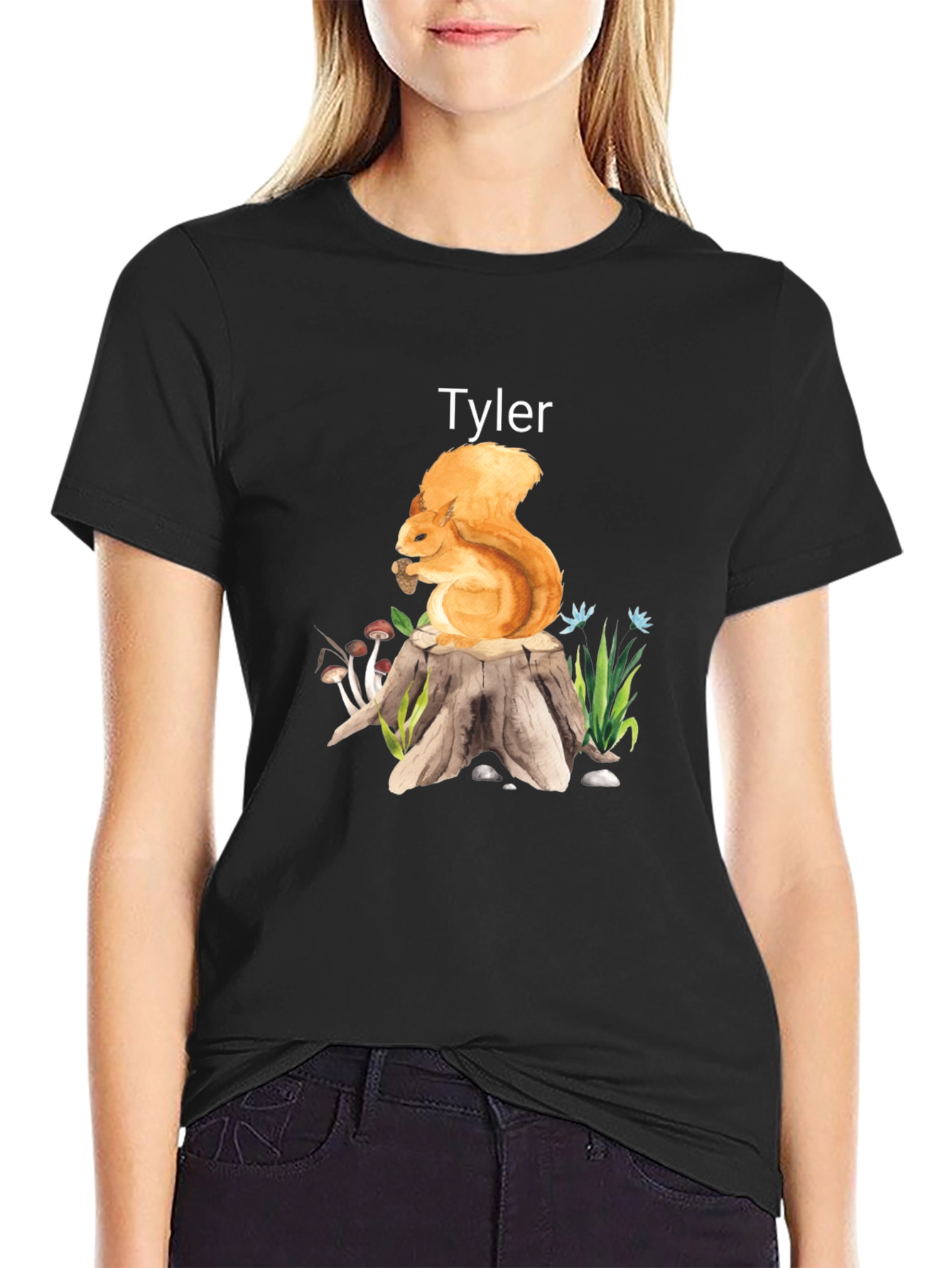 Personalized Squirrel on Stump T-Shirt - Tyler