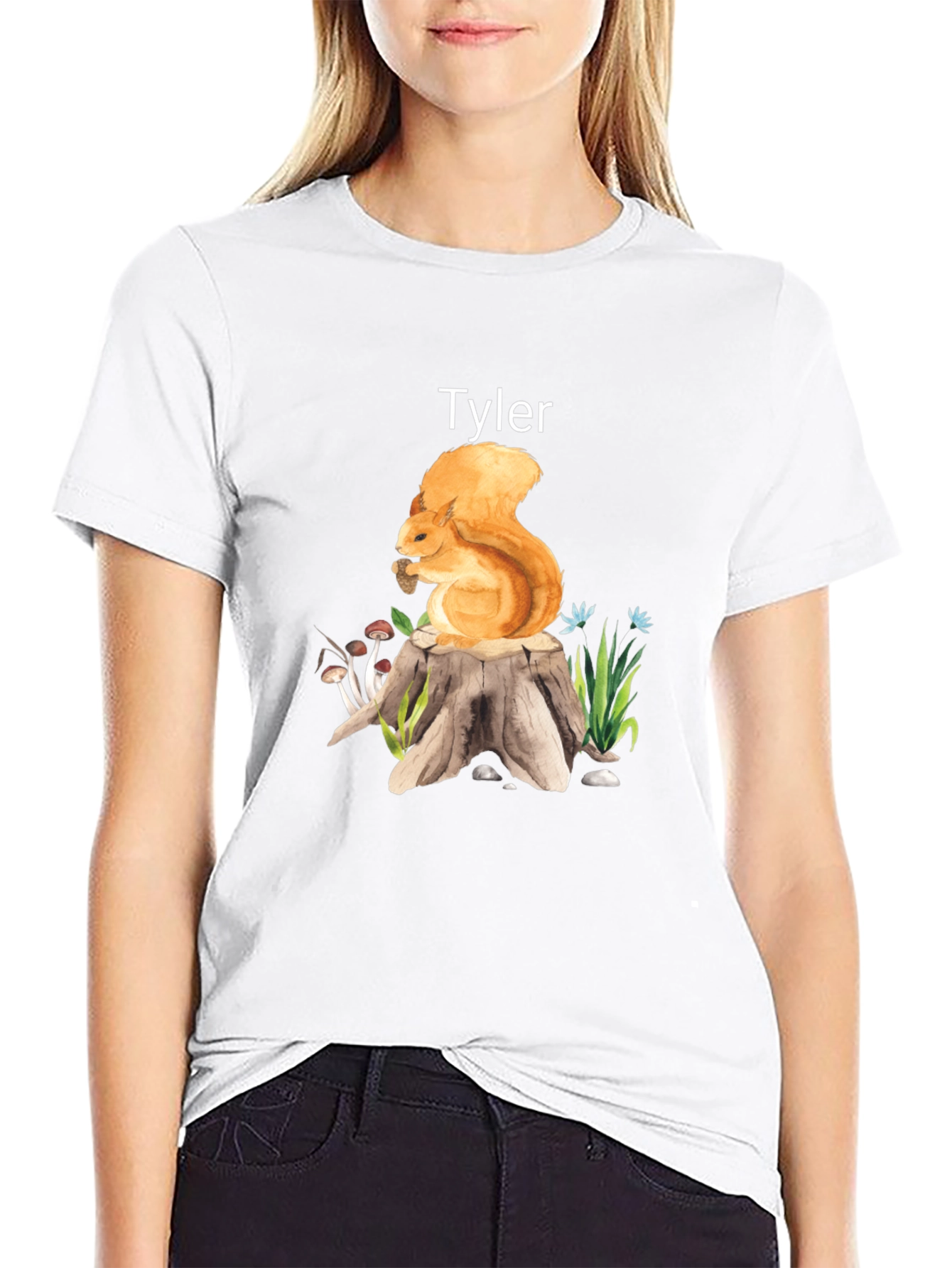 Personalized Squirrel on Stump T-Shirt - Tyler