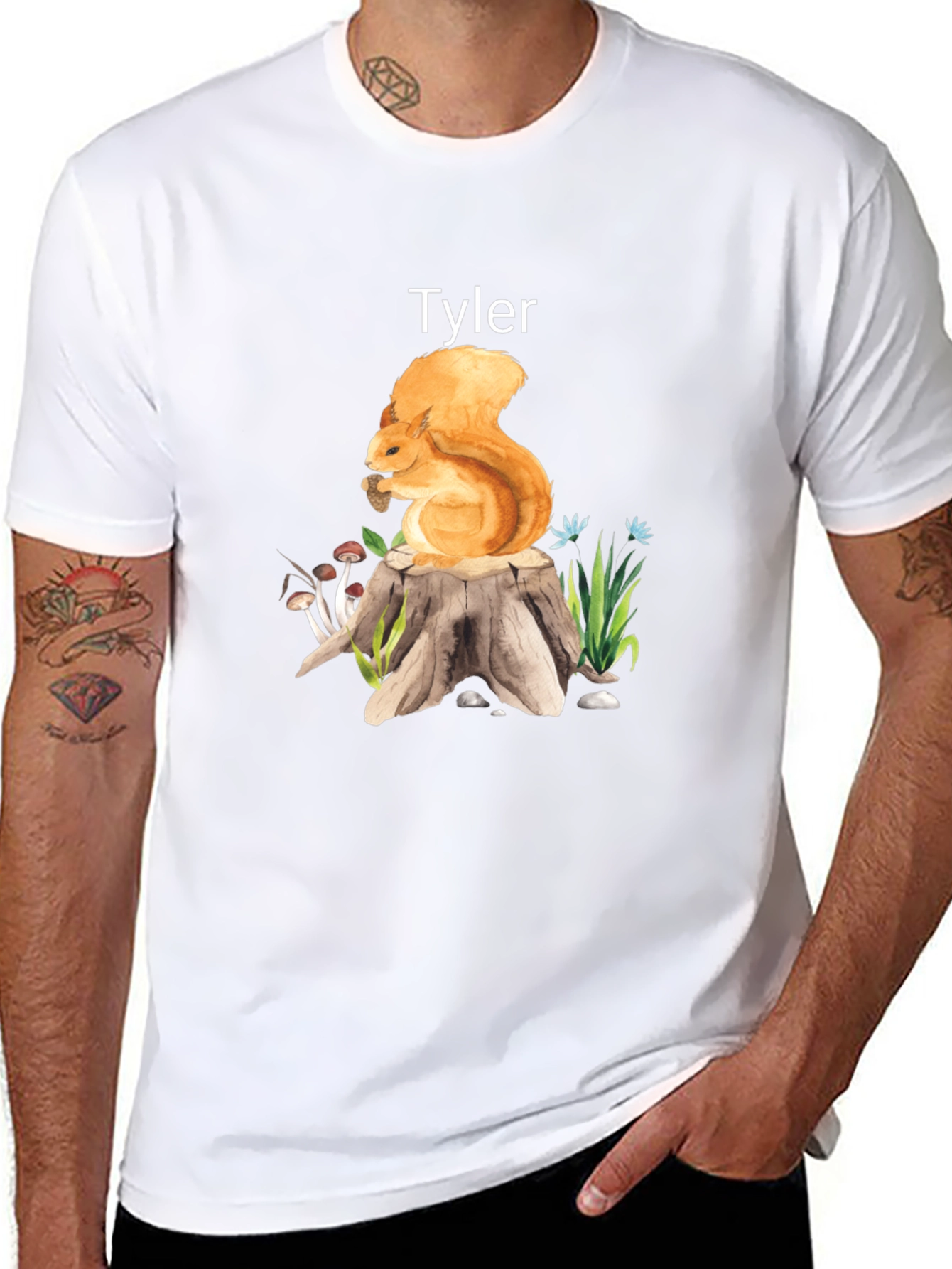 Personalized Squirrel on Stump T-Shirt - Tyler