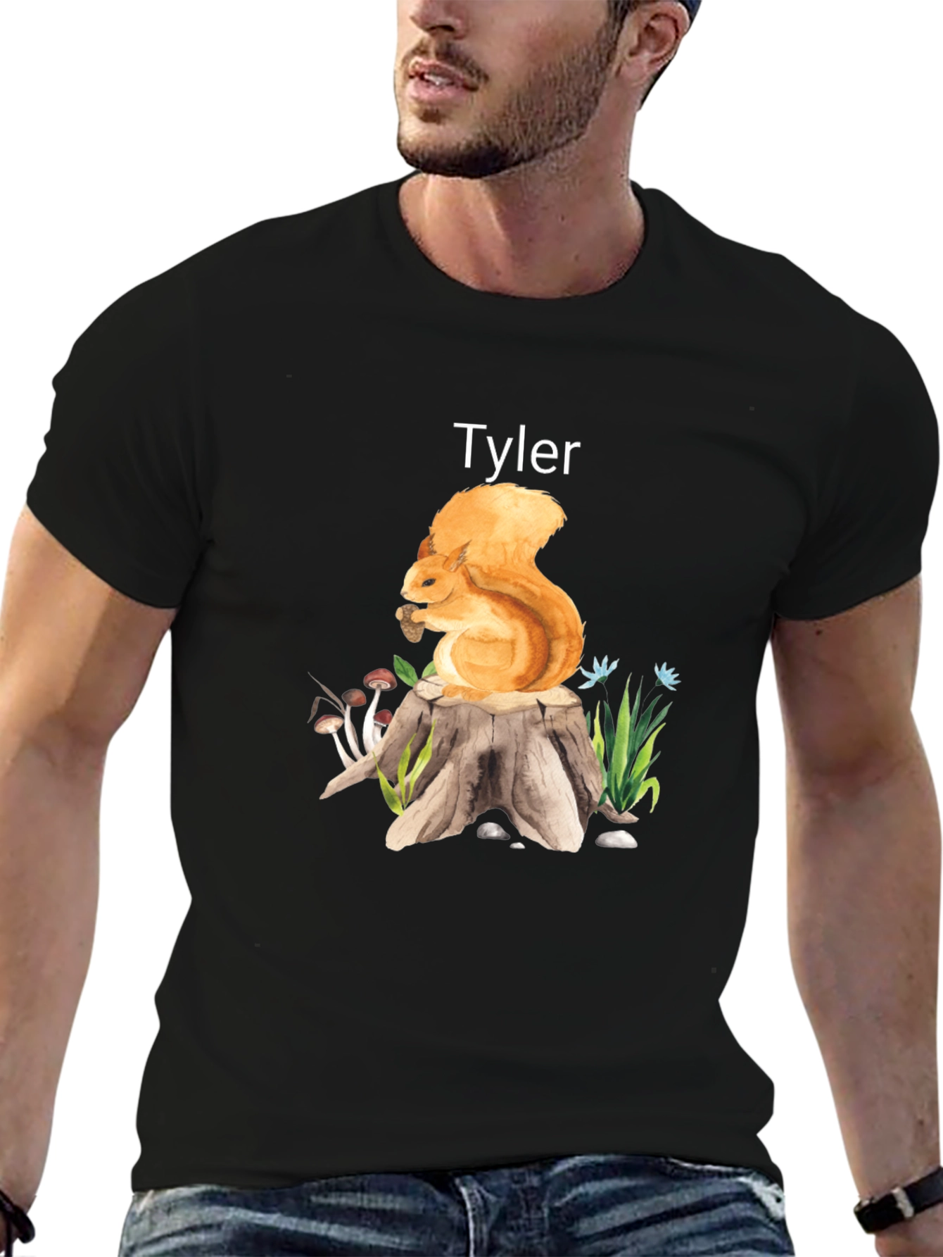 Personalized Squirrel on Stump T-Shirt - Tyler