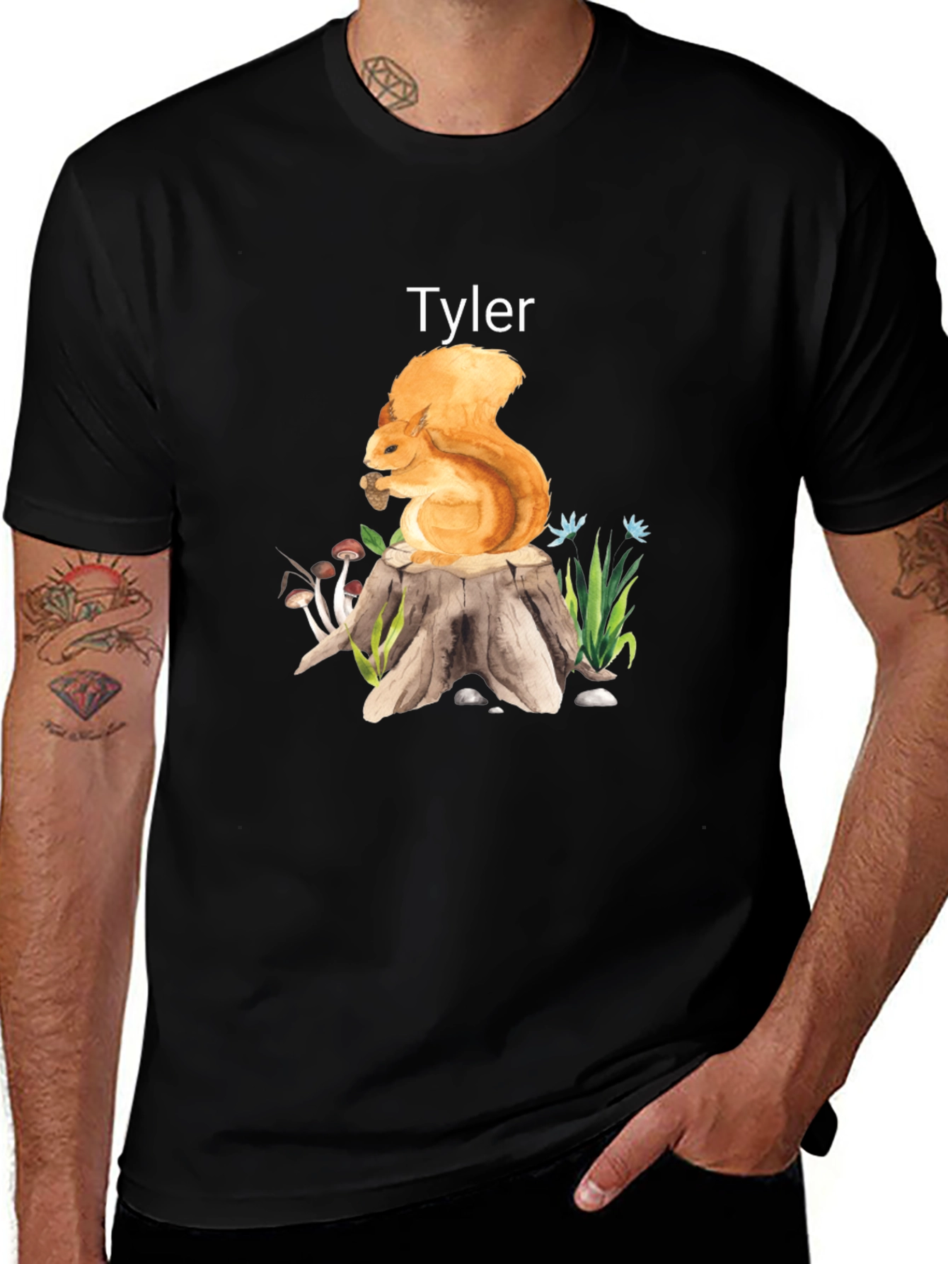 Personalized Squirrel on Stump T-Shirt - Tyler