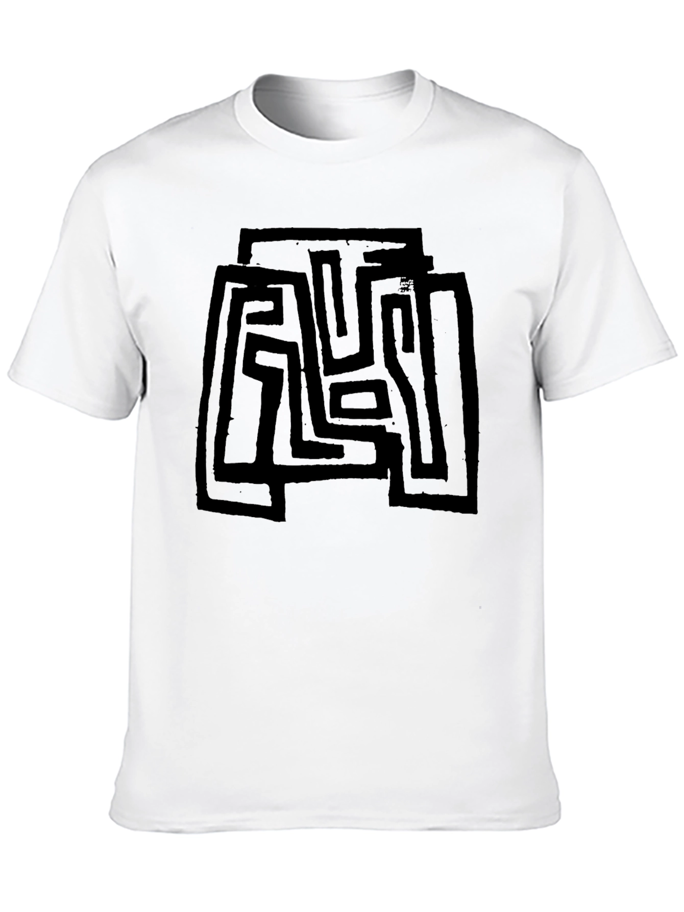 Abstract Maze Design Black T-Shirt
