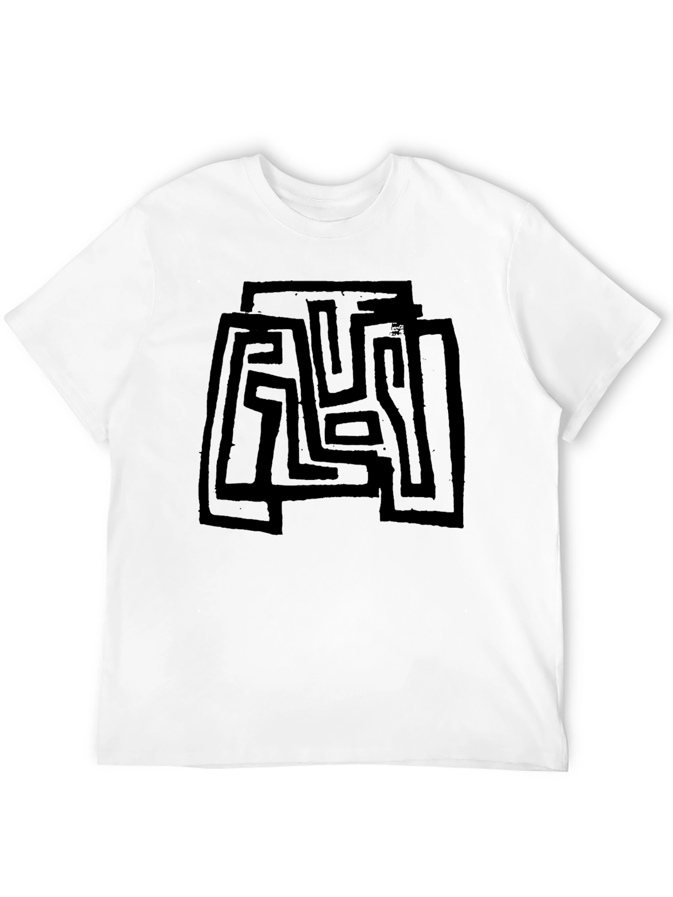 Abstract Maze Design Black T-Shirt
