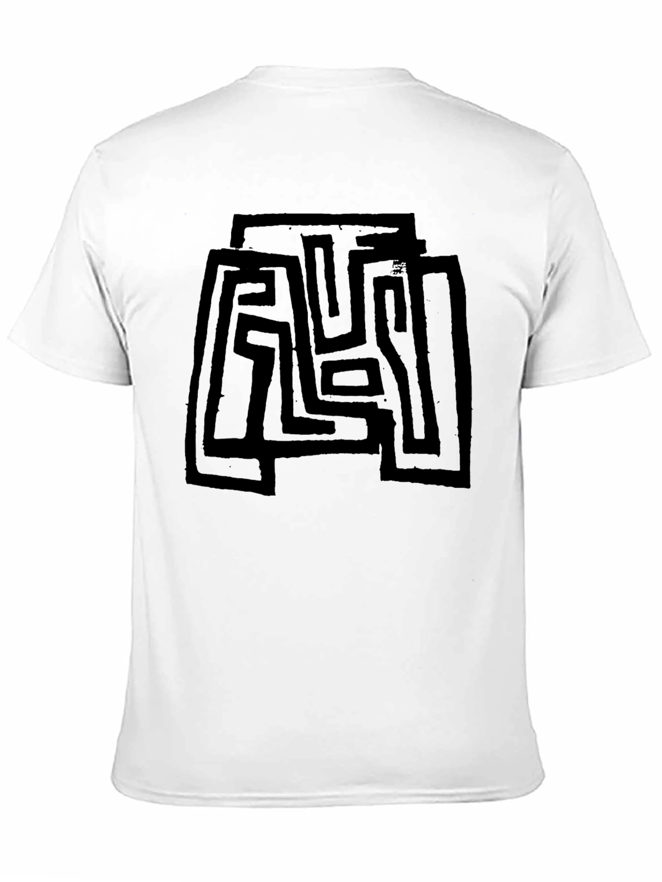 Abstract Maze Design Black T-Shirt