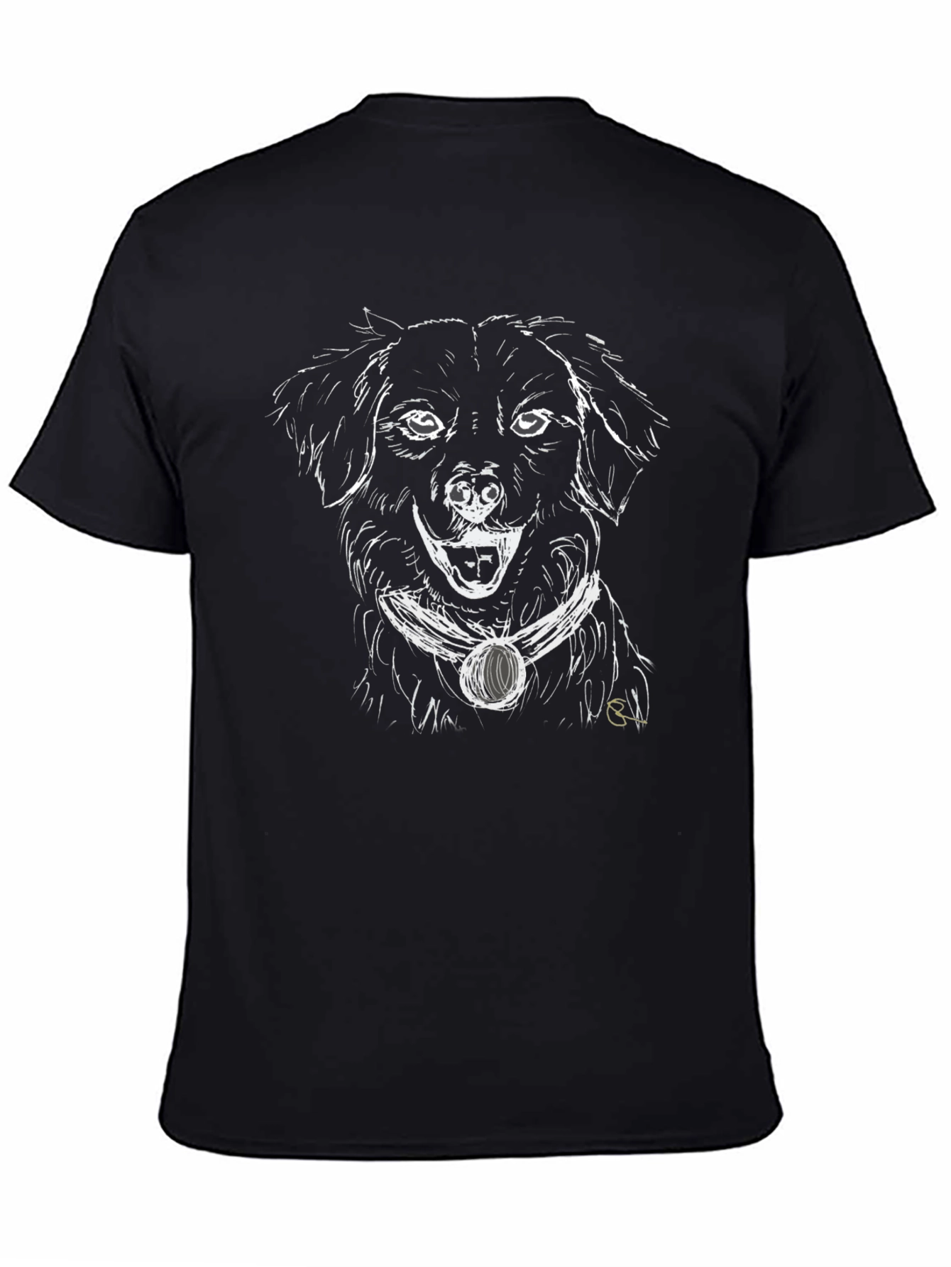 Dog Sketch Graphic Black T-Shirt