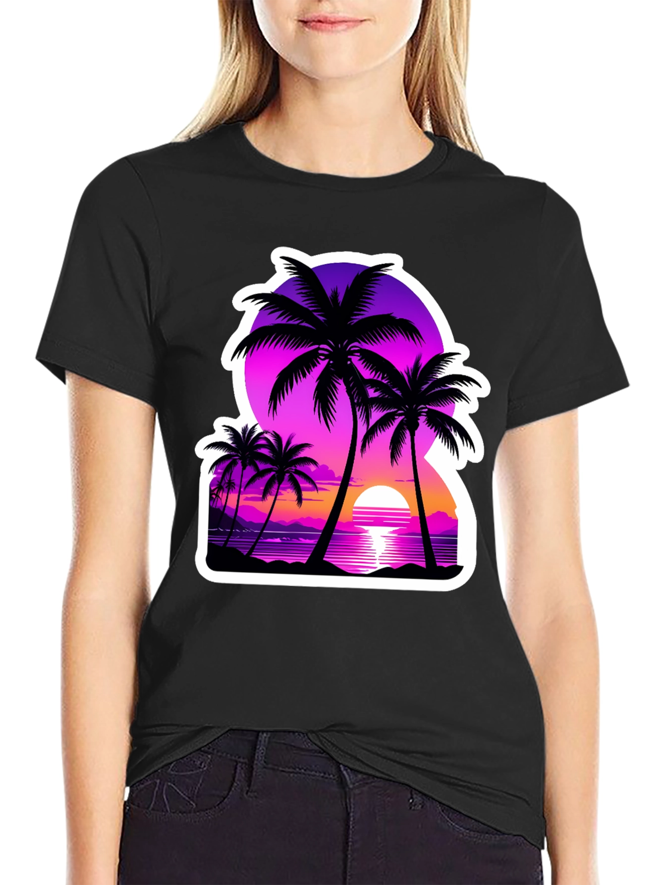 Retro Palm Tree Sunset Graphic Tee