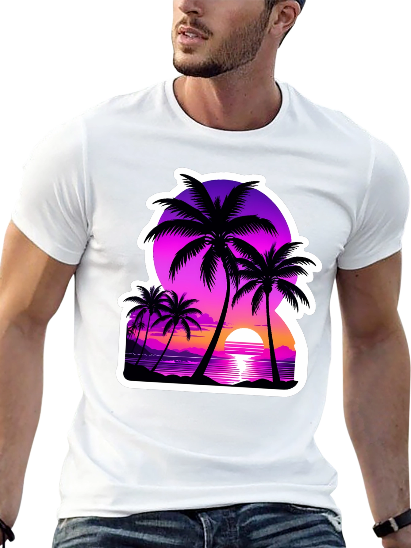 Retro Palm Tree Sunset Graphic Tee