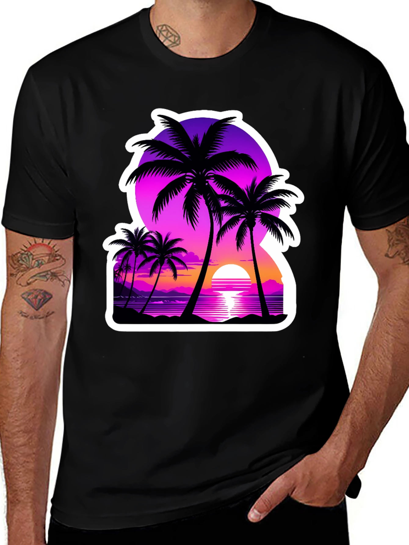 Retro Palm Tree Sunset Graphic Tee