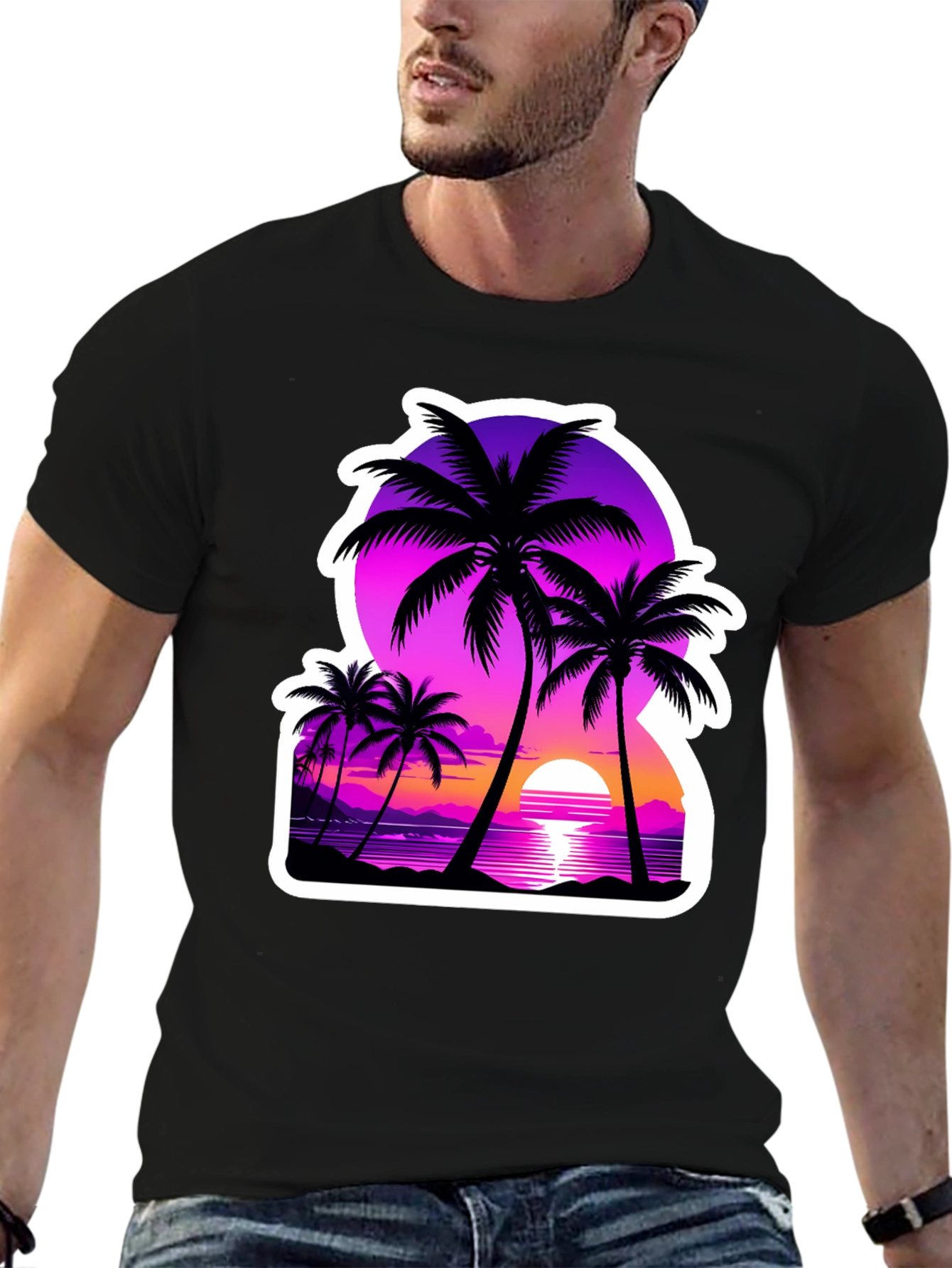 Retro Palm Tree Sunset Graphic Tee