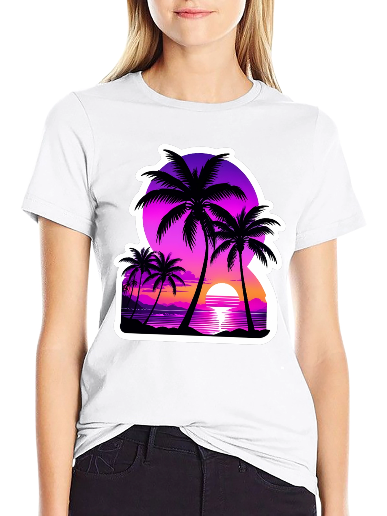Retro Palm Tree Sunset Graphic Tee