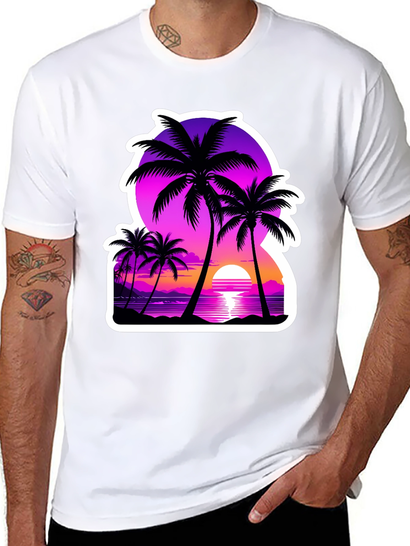 Retro Palm Tree Sunset Graphic Tee