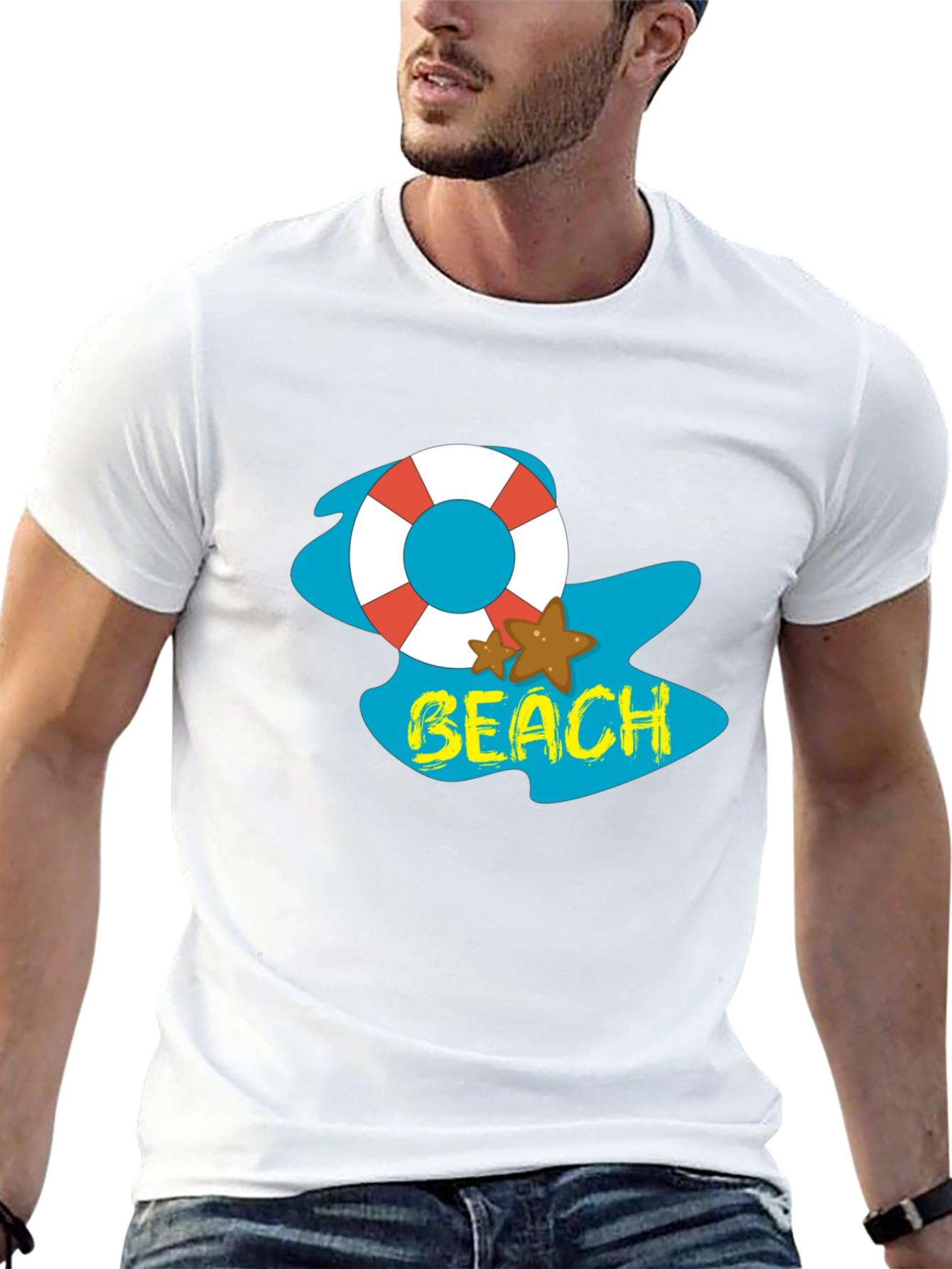 Black Beach Themed Graphic Tee