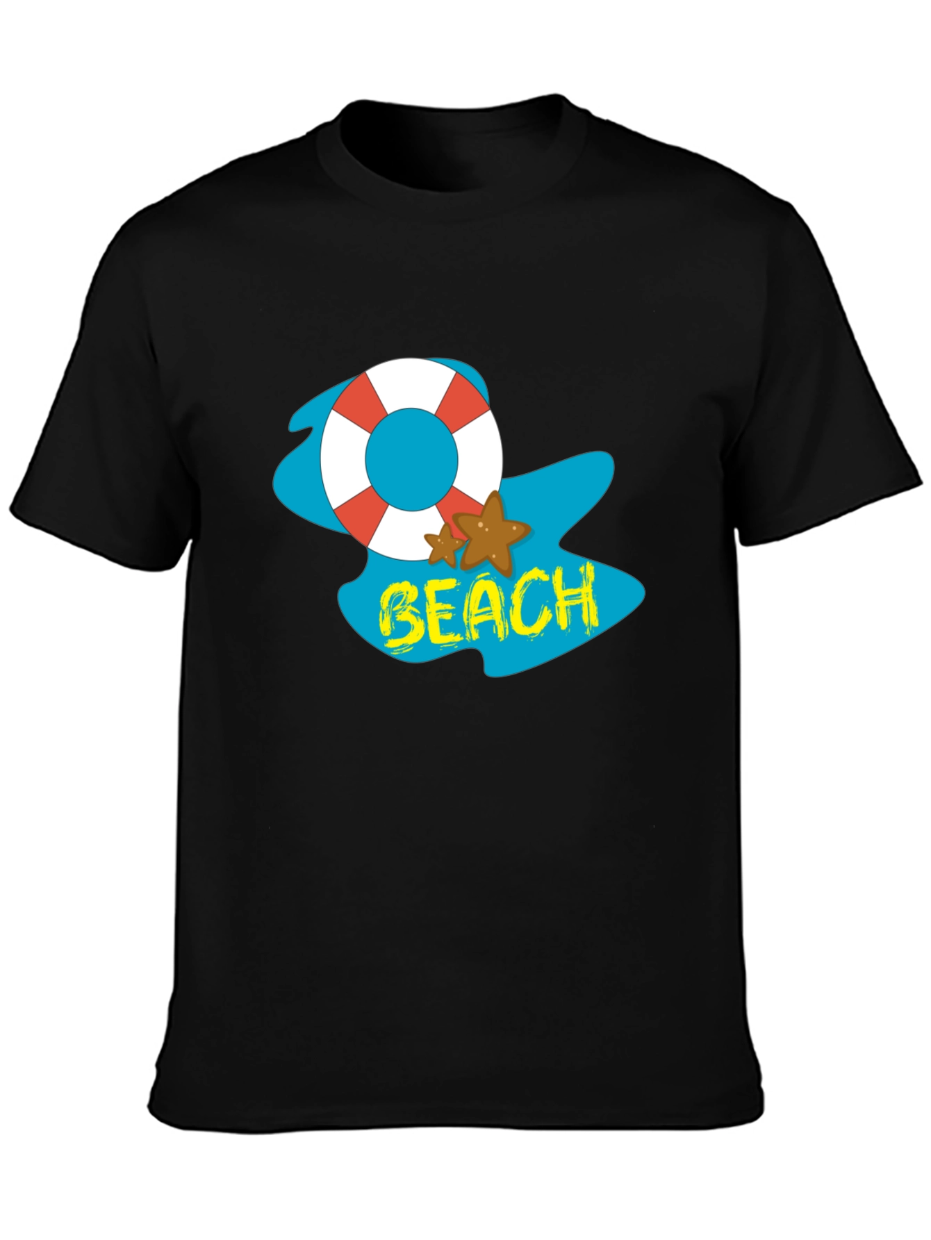 Black Beach Themed Graphic Tee