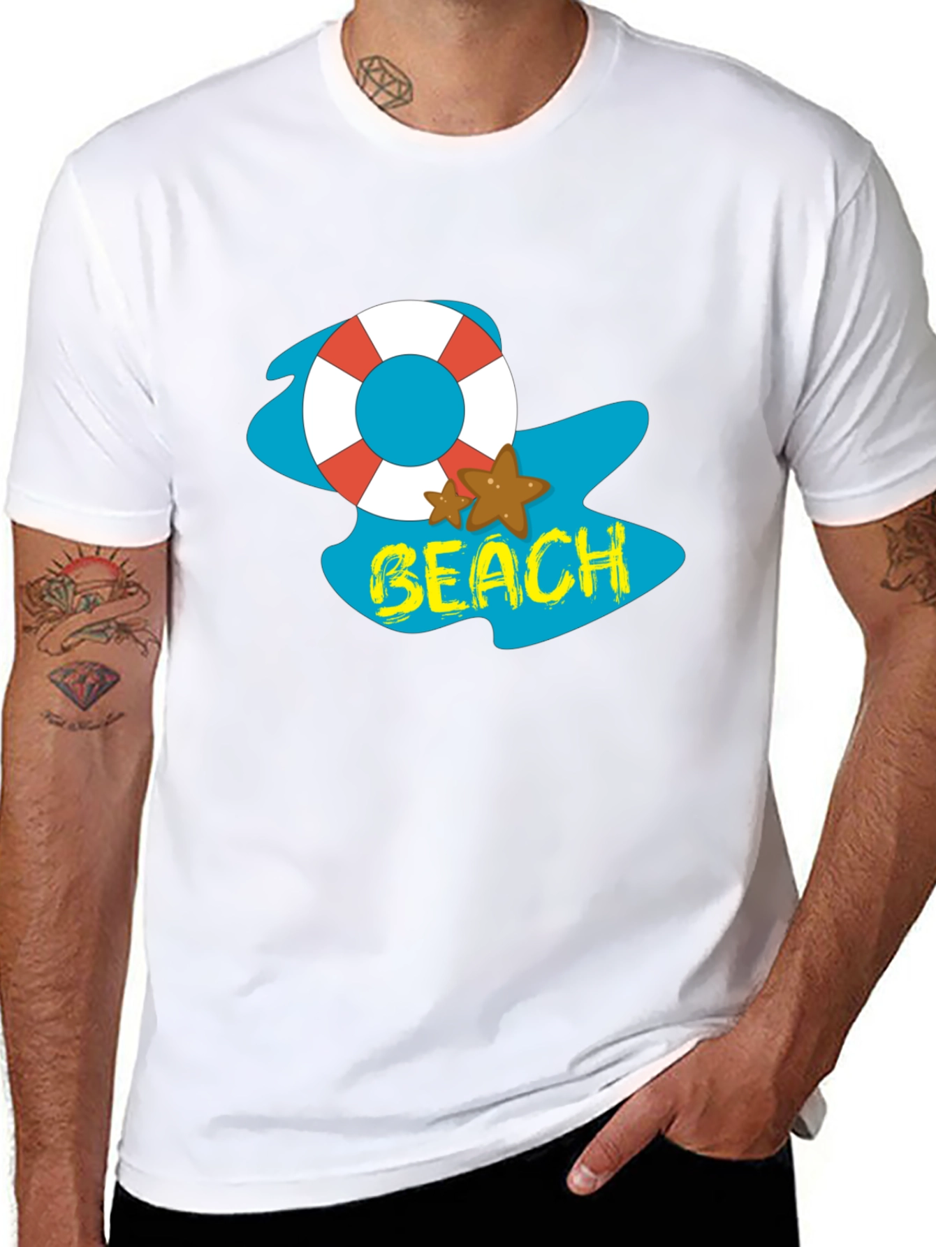 Black Beach Themed Graphic Tee