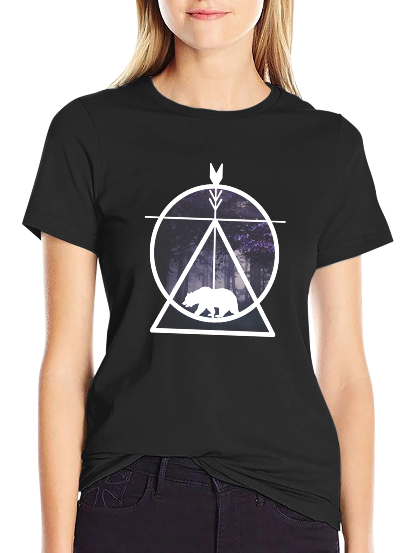 Geometric Bear Forest Graphic Tee