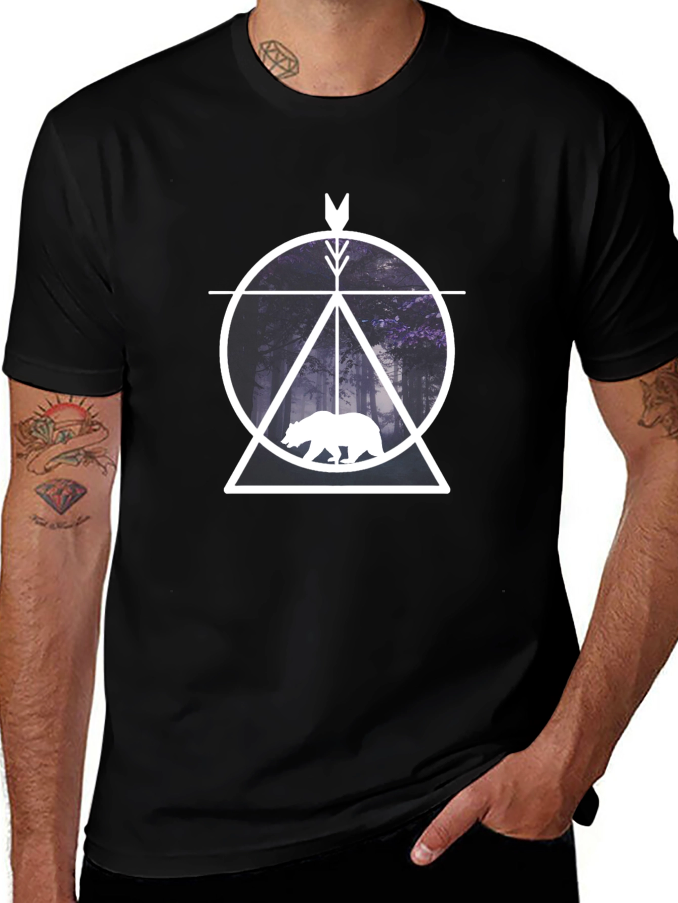 Geometric Bear Forest Graphic Tee