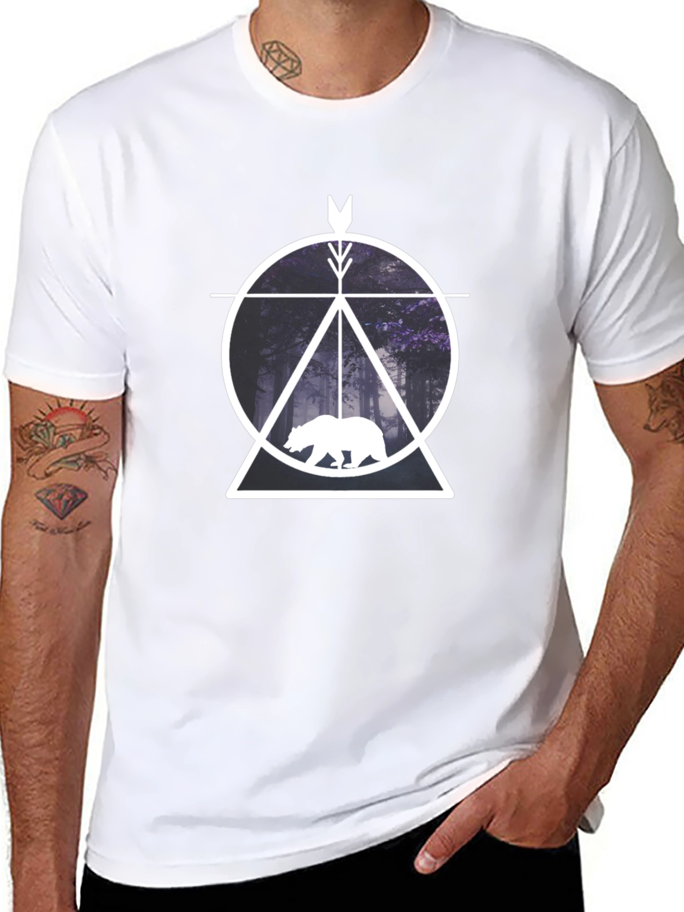 Geometric Bear Forest Graphic Tee