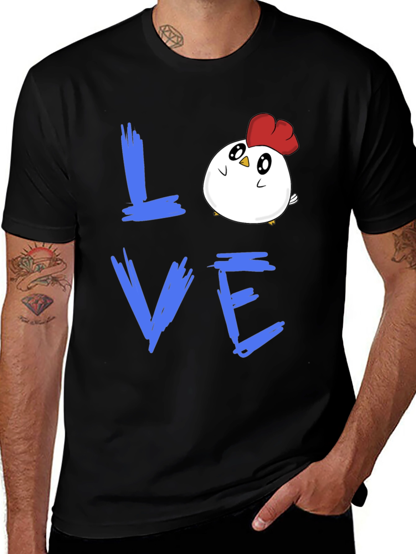 Love Chicken Graphic T-Shirt - Black