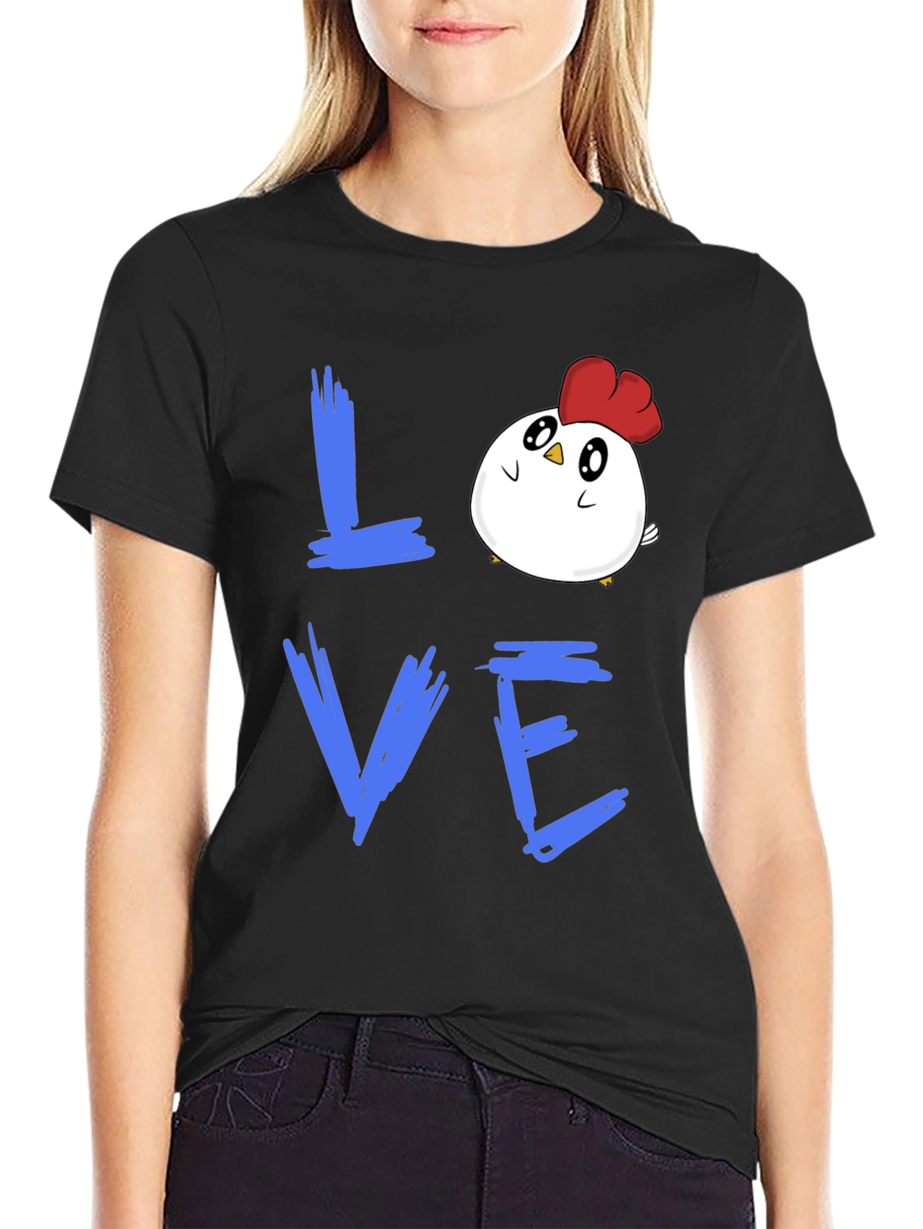 Love Chicken Graphic T-Shirt - Black