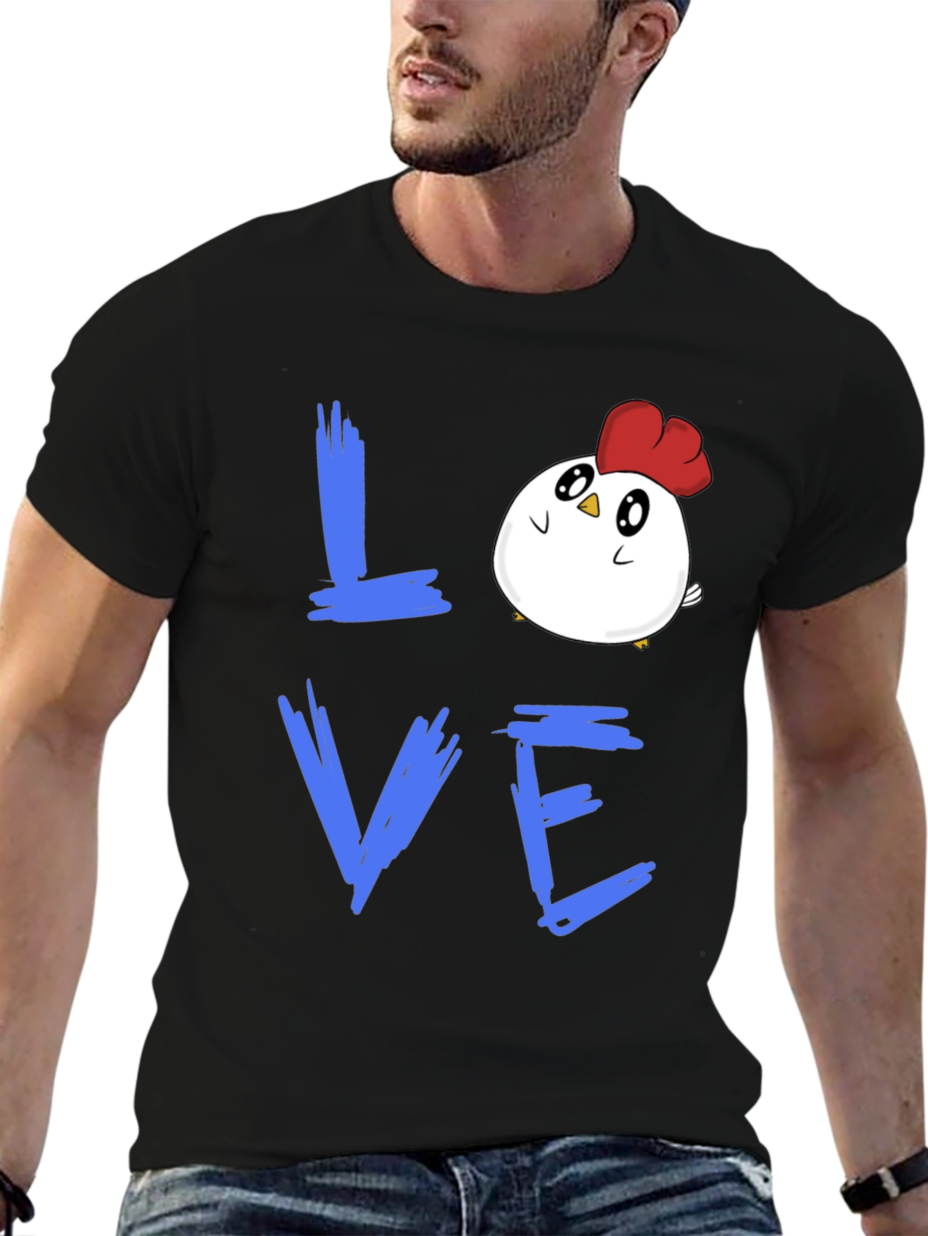 Love Chicken Graphic T-Shirt - Black
