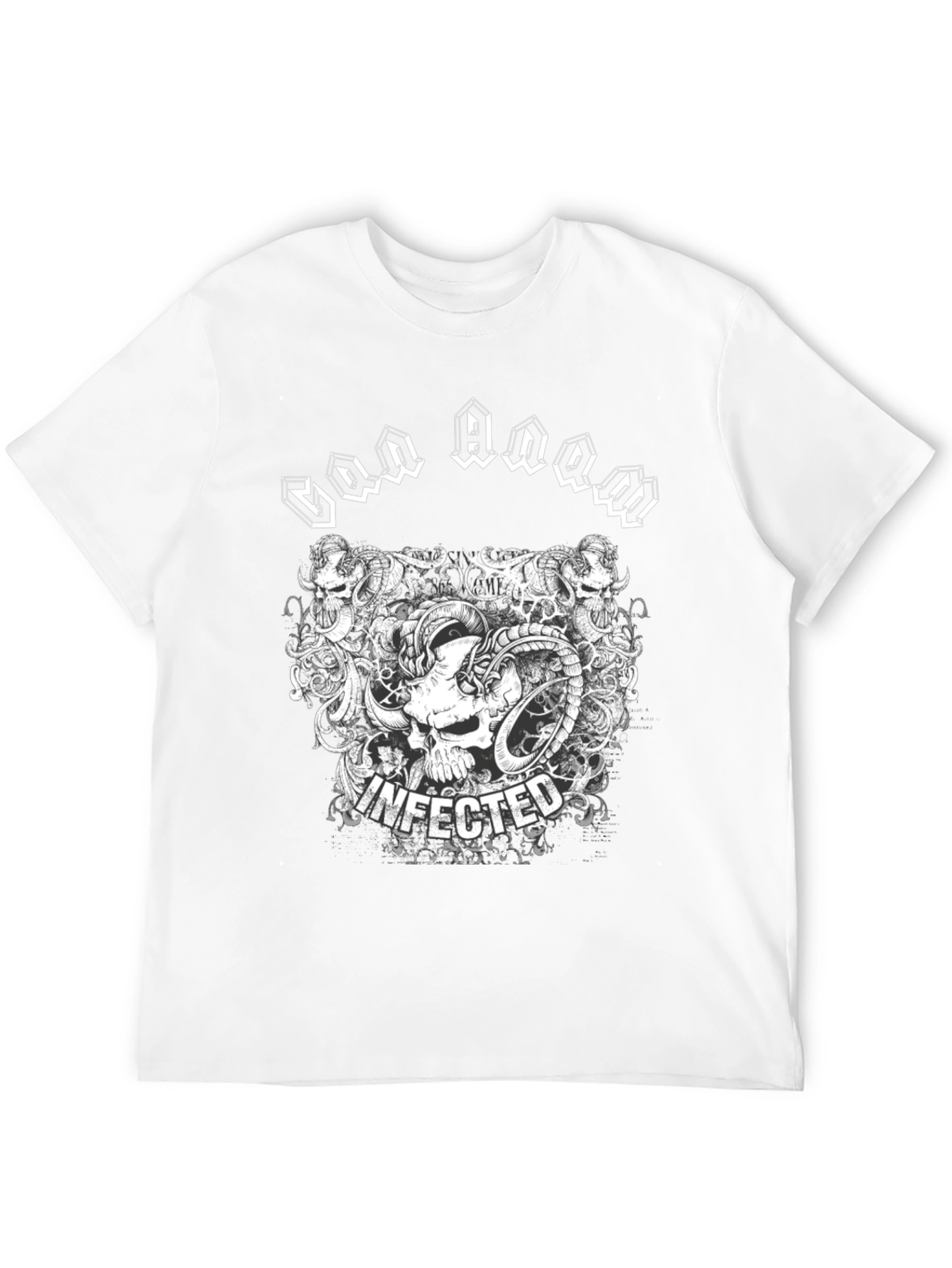 Infected Skull Graphic Print Black T-Shirt