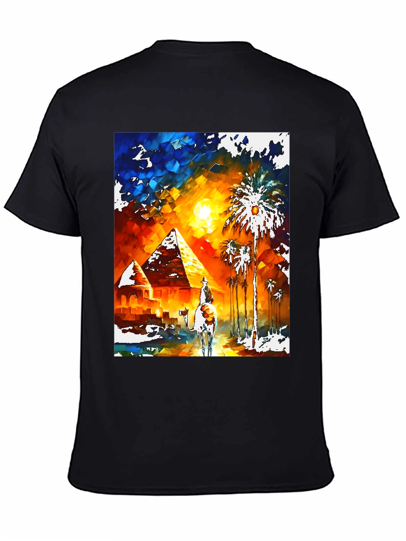 Egypt Desert Art Graphic Tee - Black Cotton Shirt