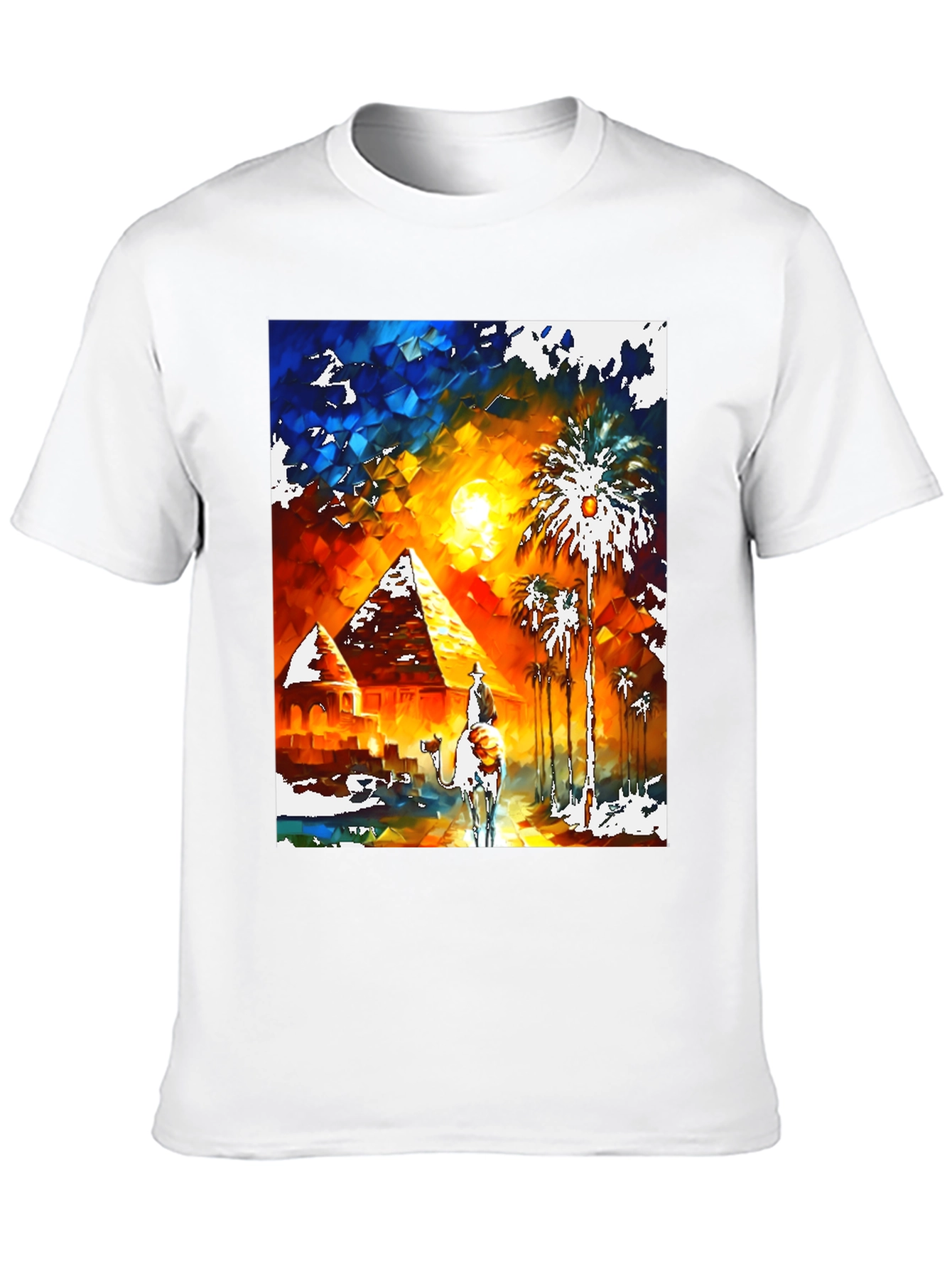 Egypt Desert Art Graphic Tee - Black Cotton Shirt