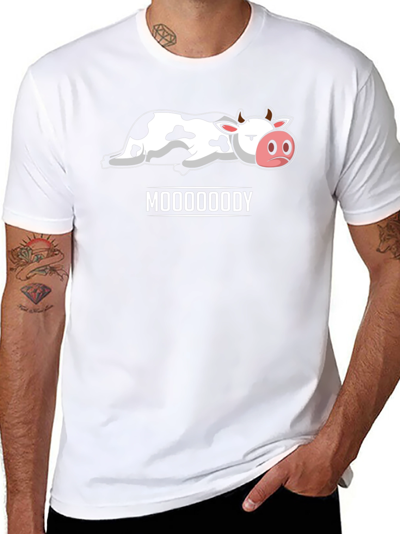 Mooooody Cow Graphic Tee - Black Cotton T-Shirt