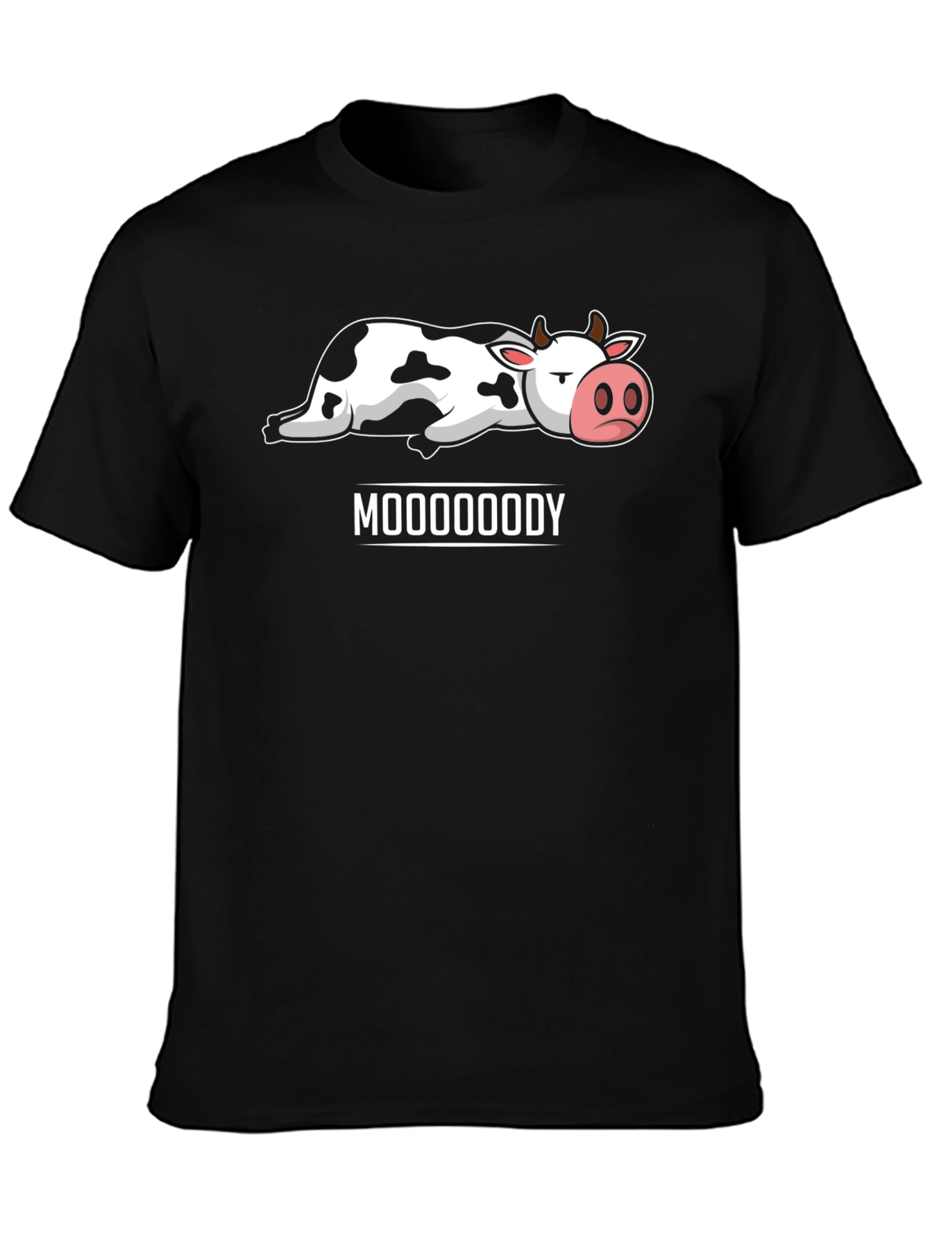 Mooooody Cow Graphic Tee - Black Cotton T-Shirt