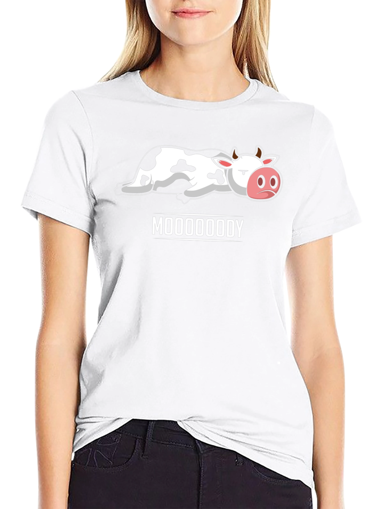 Mooooody Cow Graphic Tee - Black Cotton T-Shirt